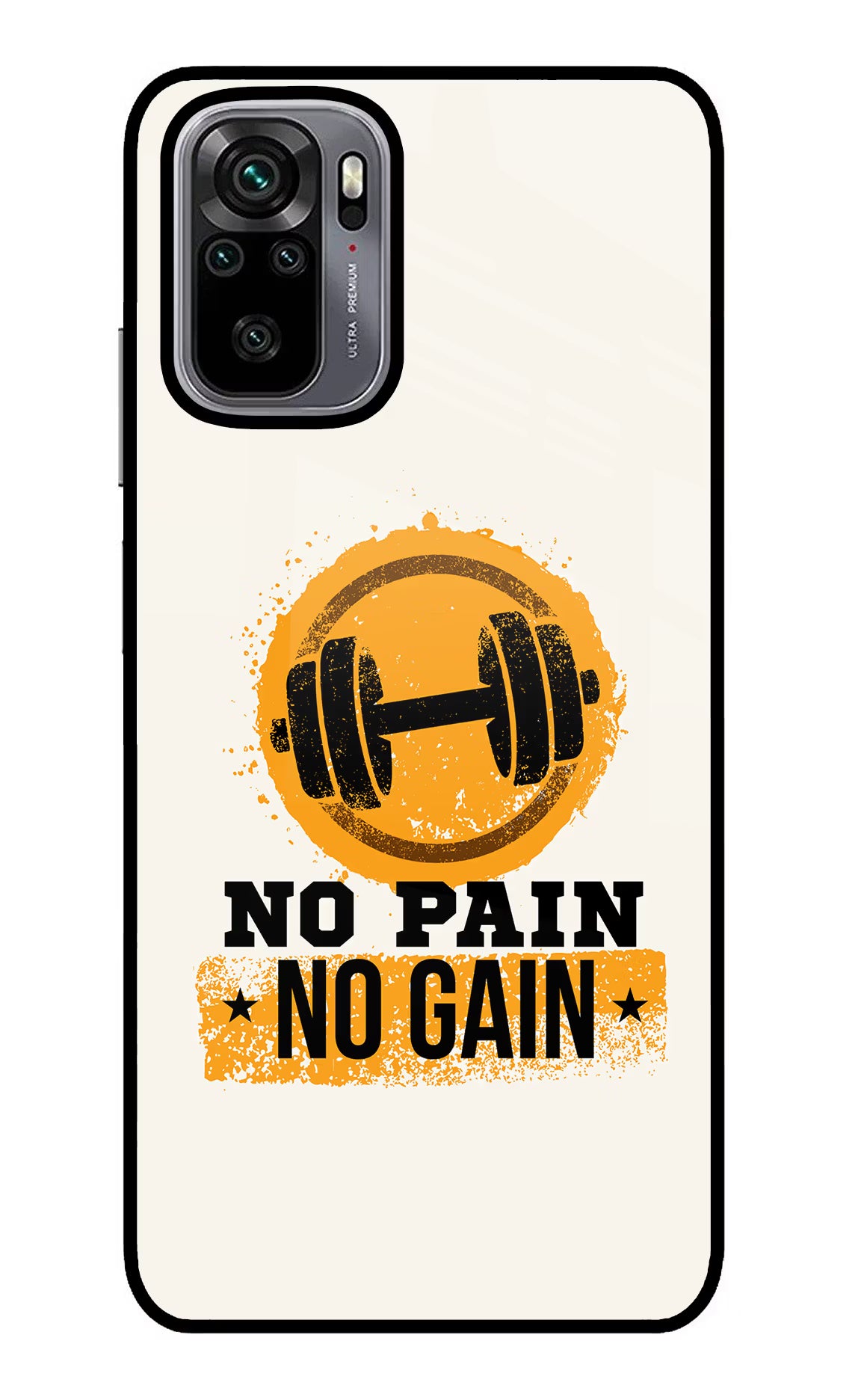 No Pain No Gain Redmi Note 10/10S Glass Case Back Cover by Casekaro