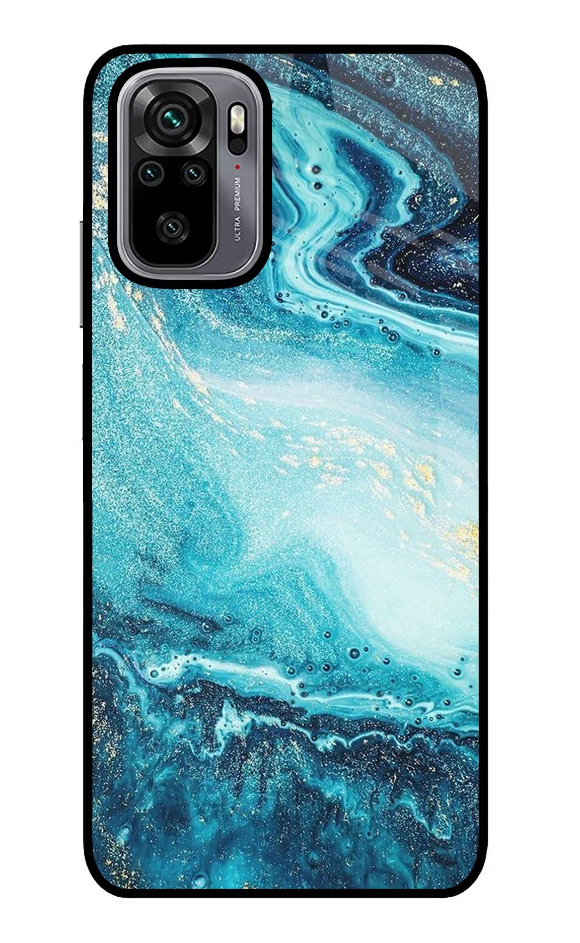 Blue Glitter Marble Redmi Note 10/10S Glass Case Back Cover by Casekaro
