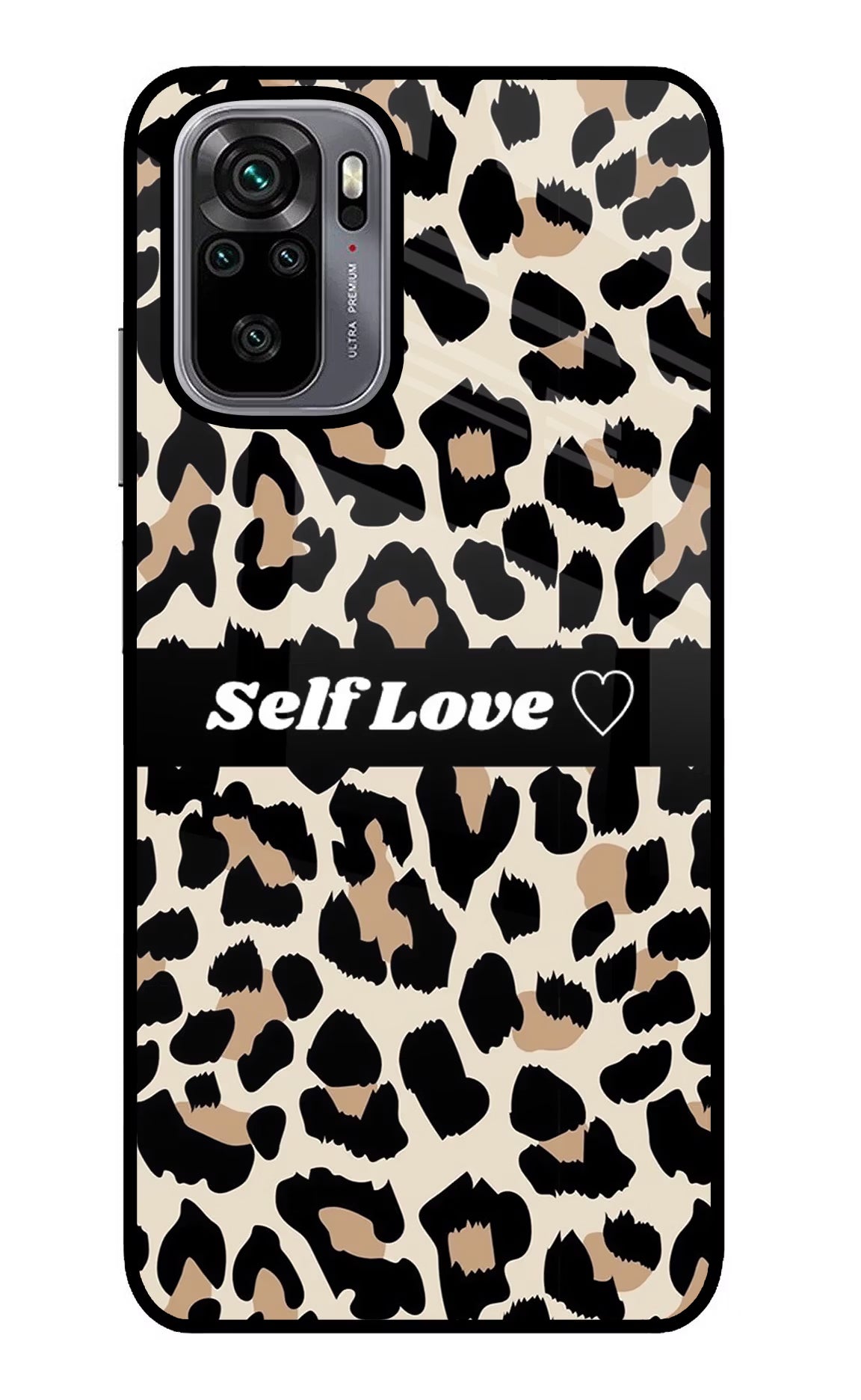 Leopard Print Self Love Redmi Note 10/10S Glass Case Back Cover by Casekaro