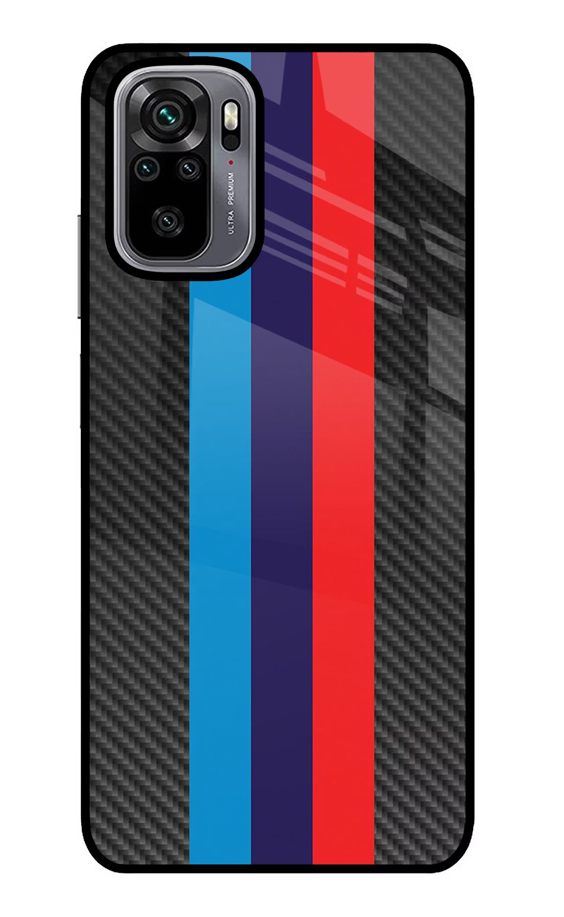 BMW Stripes Pattern Redmi Note 10/10S Glass Case Back Cover by Casekaro