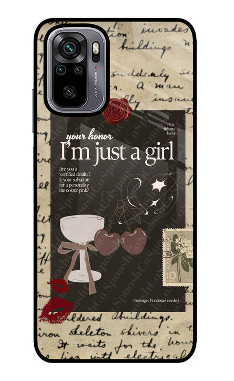 I am just a girl Redmi Note 10/10S Glass Case