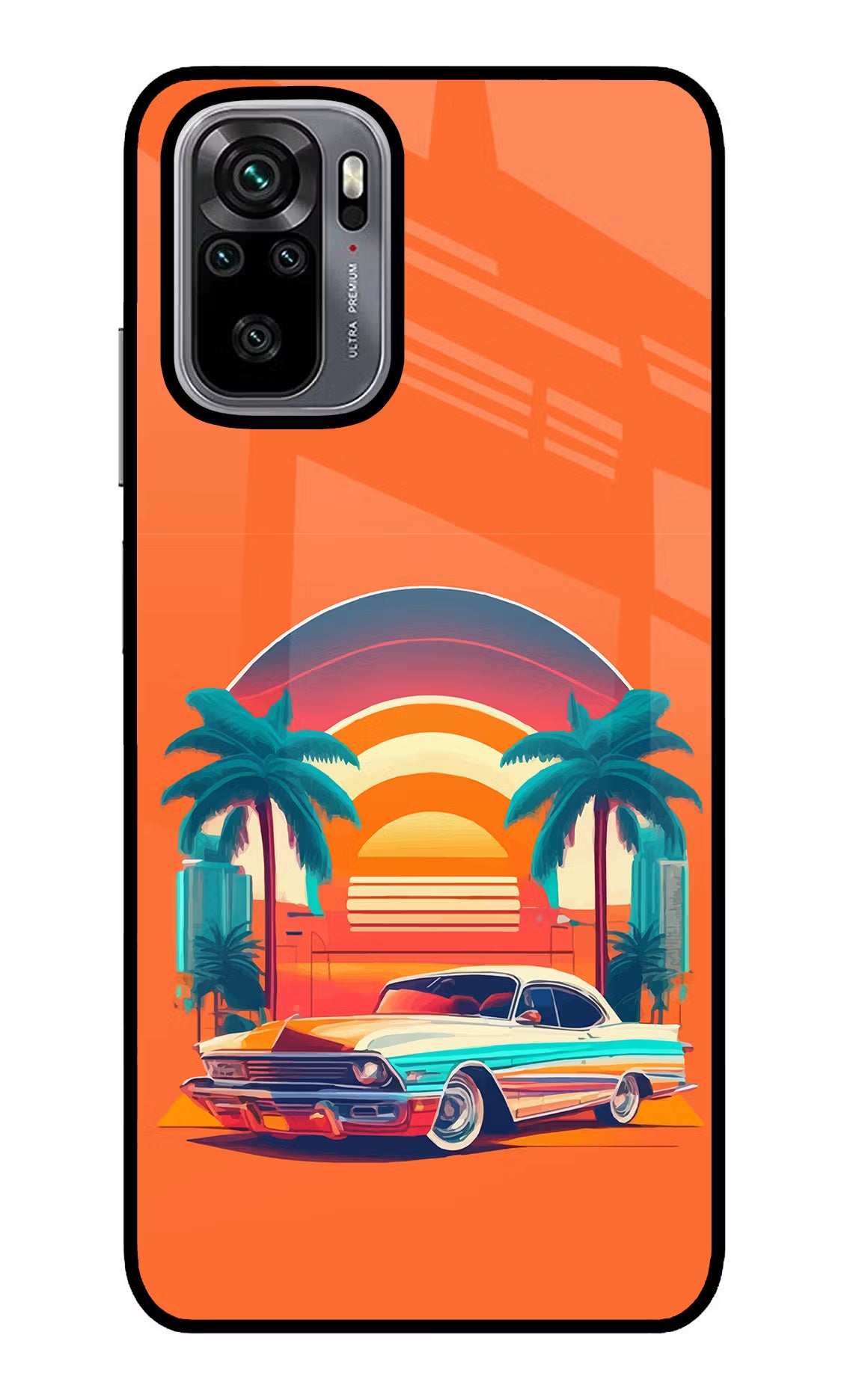 Palm Drive 80s Redmi Note 10/10S Glass Case Back Cover by Casekaro
