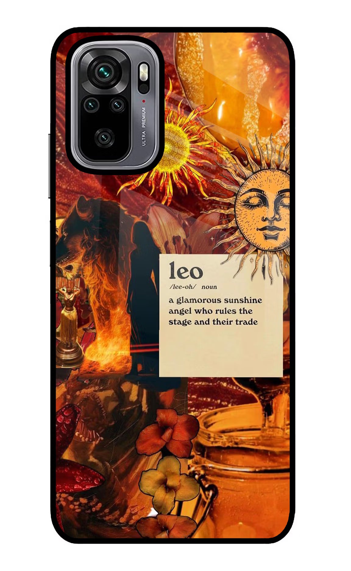 Leo Zodiac Redmi Note 10/10S Glass Case Back Cover by Casekaro