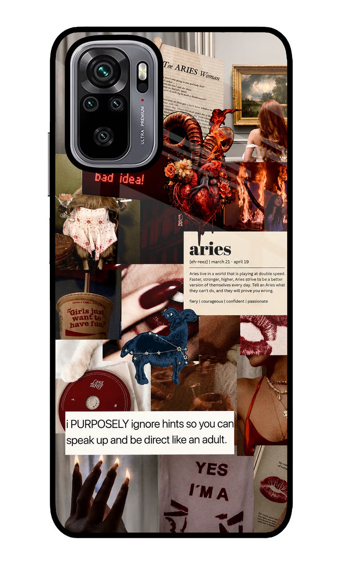 Zodiac Aries Redmi Note 10/10S Glass Case