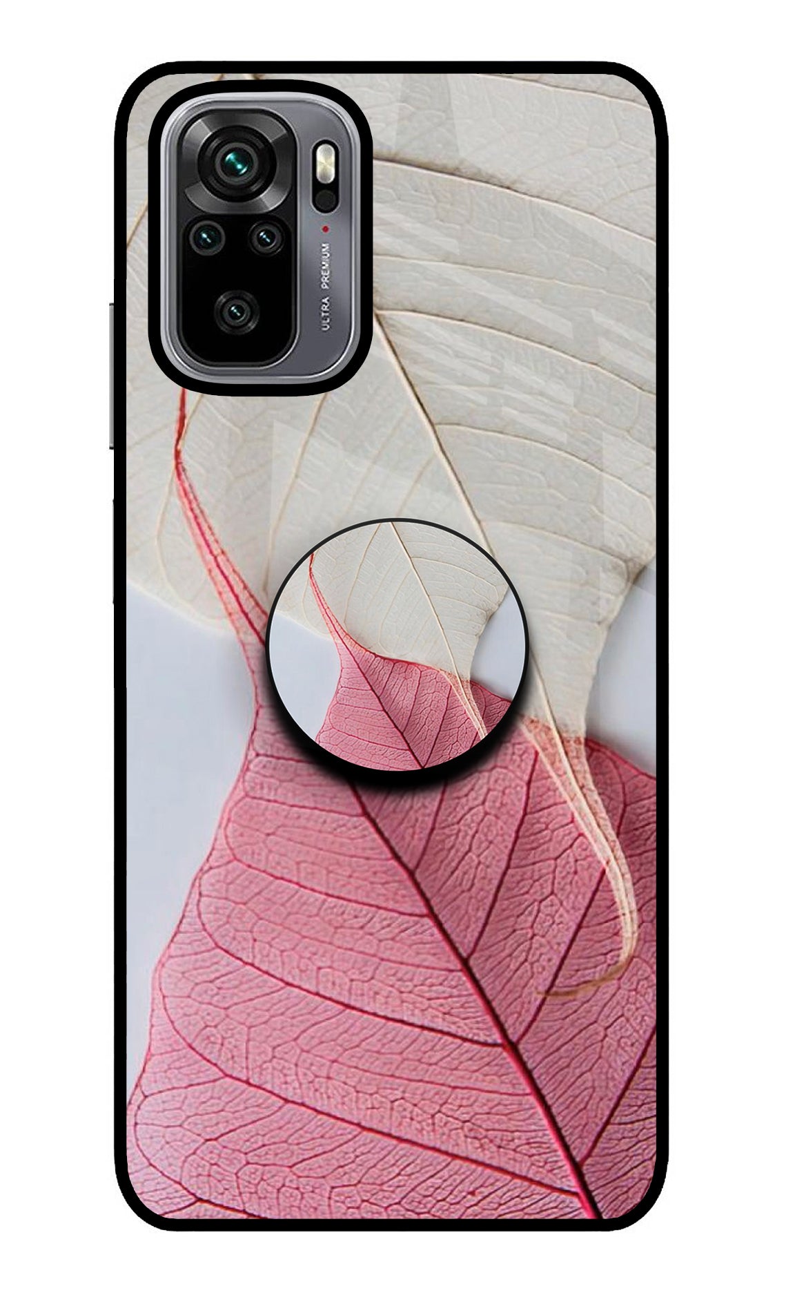 White Pink Leaf Redmi Note 10/10S Glass Case