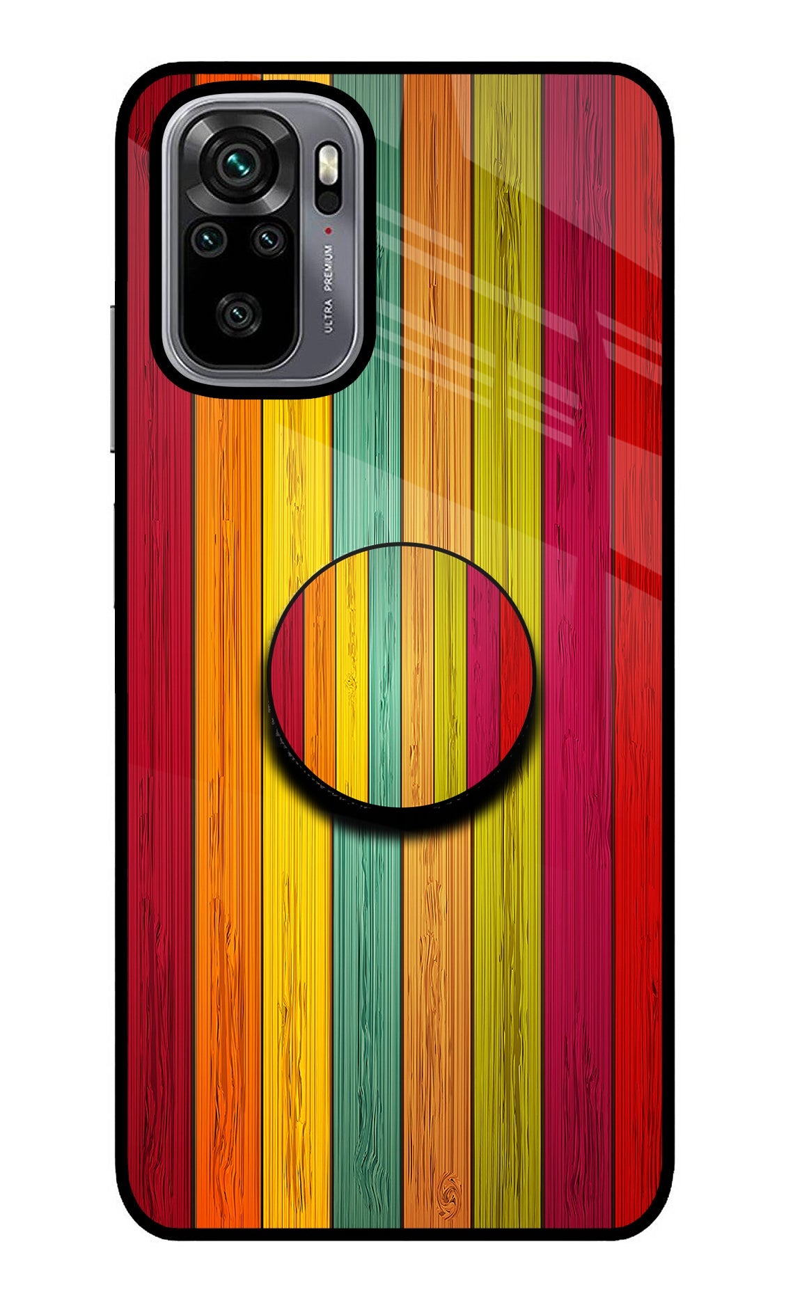 Multicolor Wooden Redmi Note 10/10S Glass Case