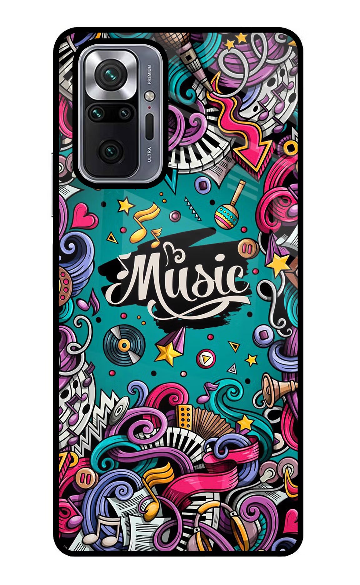 Music Graffiti Redmi Note 10 Pro Glass Case Back Cover by Casekaro