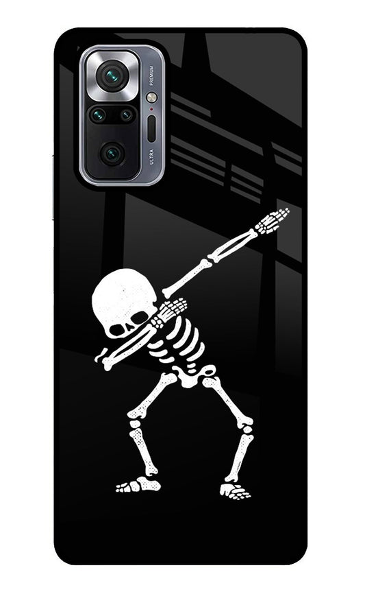 Dabbing Skeleton Art Redmi Note 10 Pro Glass Case