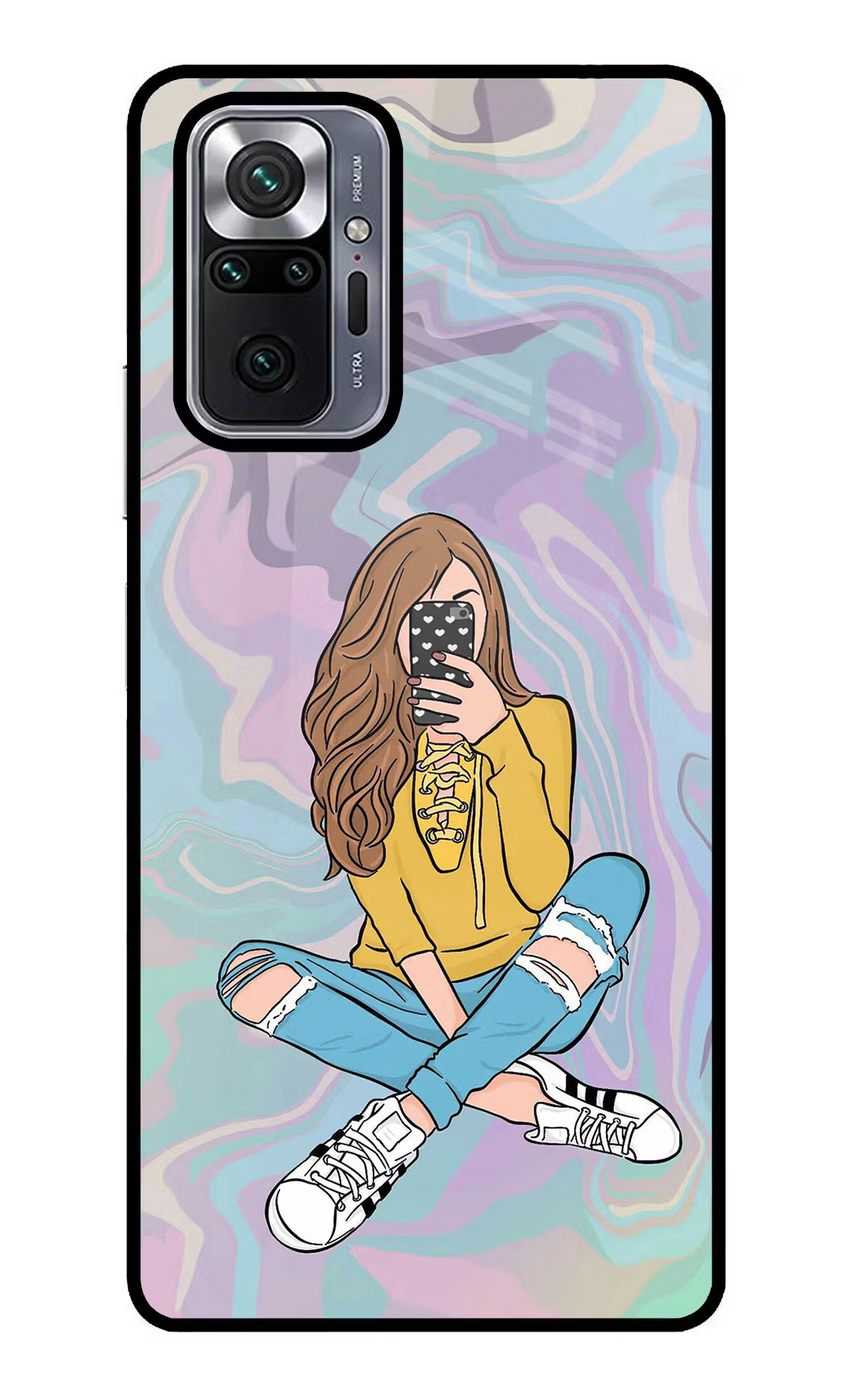 Selfie Girl Redmi Note 10 Pro Glass Case Back Cover by Casekaro