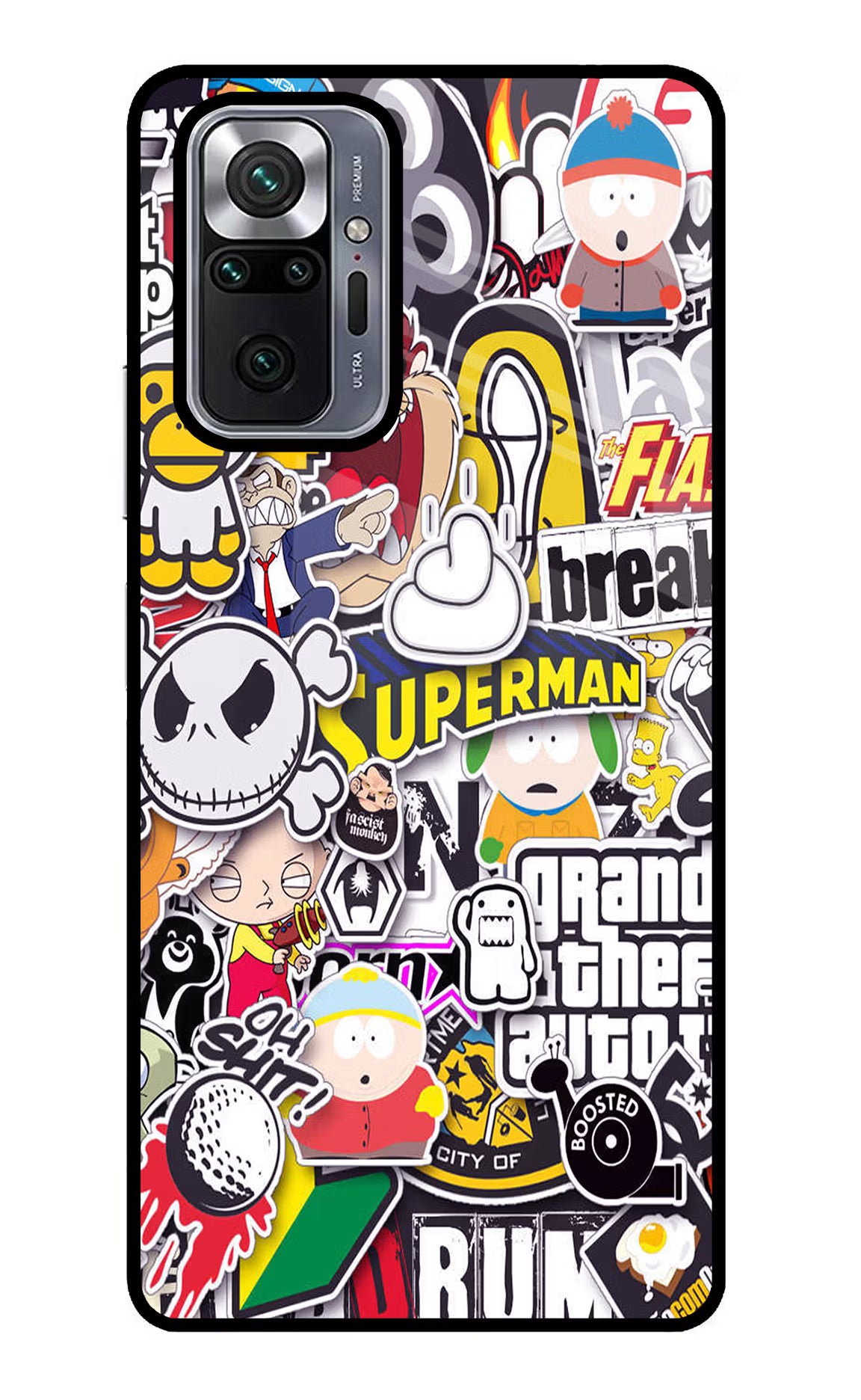 Sticker Bomb Redmi Note 10 Pro Glass Case Back Cover by Casekaro