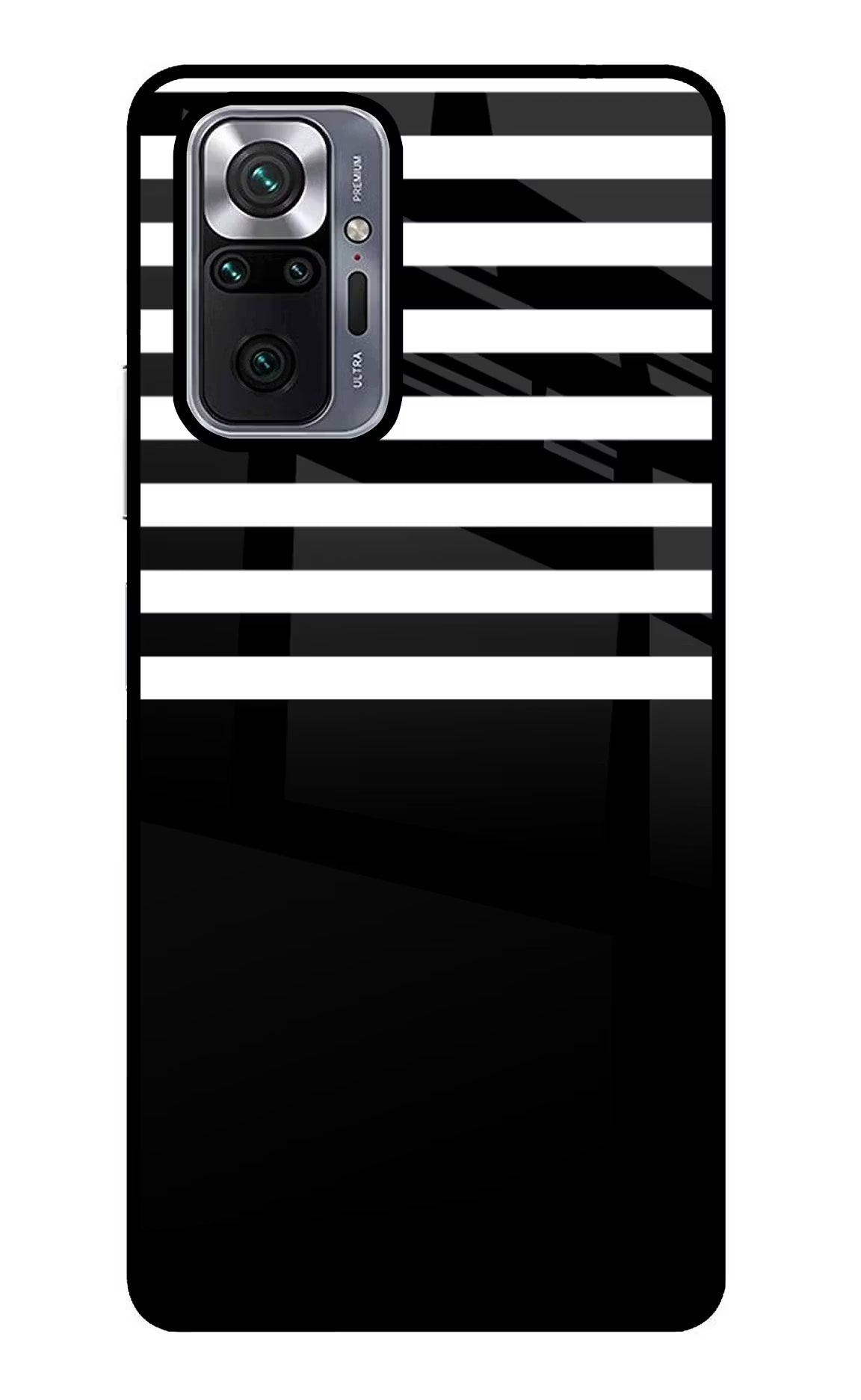 Black and White Print Redmi Note 10 Pro Glass Case Back Cover by Casekaro
