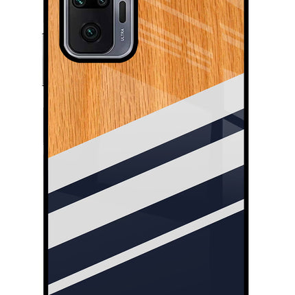 Blue and white wooden Redmi Note 10 Pro Glass Case