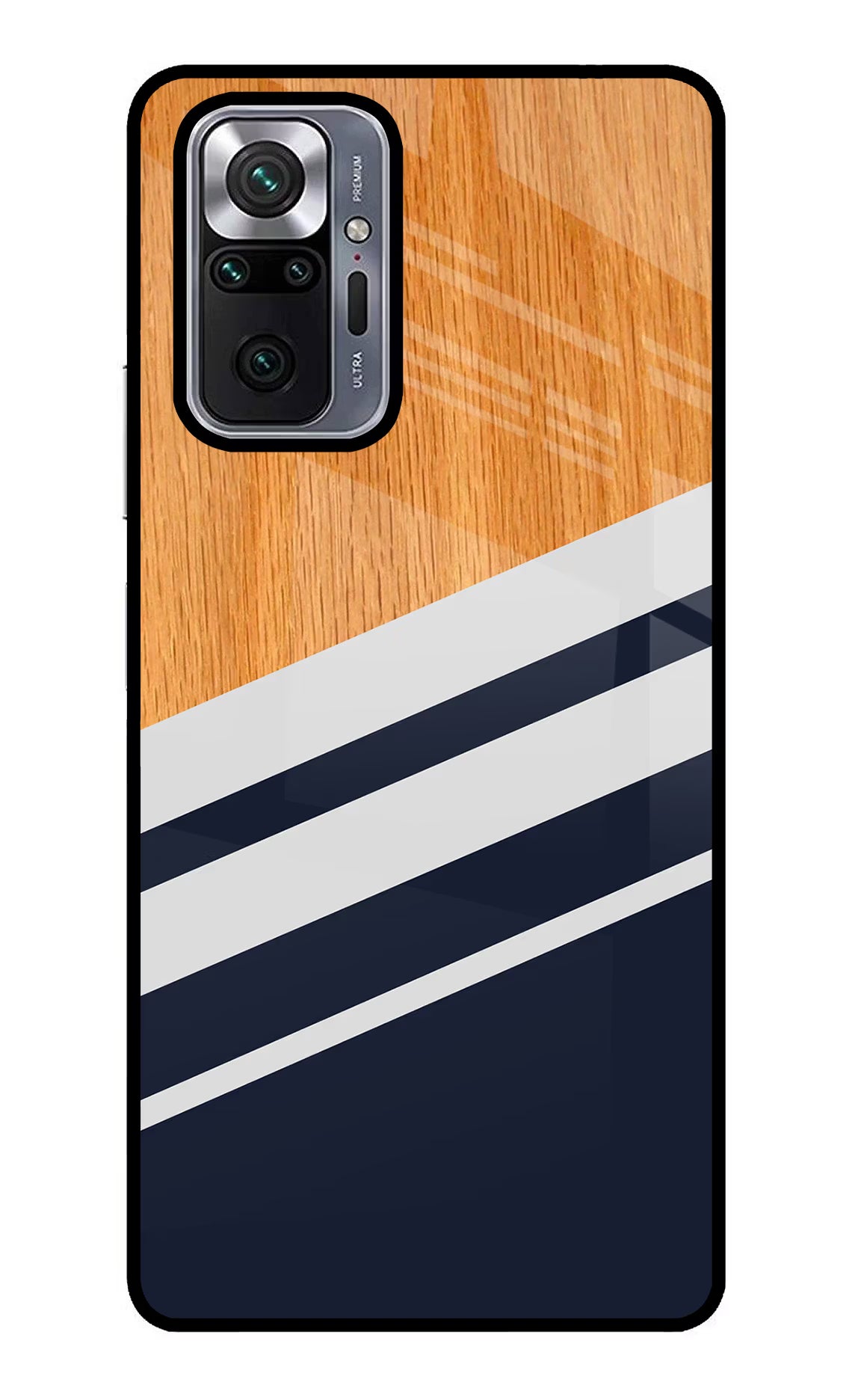Blue and white wooden Redmi Note 10 Pro Glass Case Back Cover by Casekaro