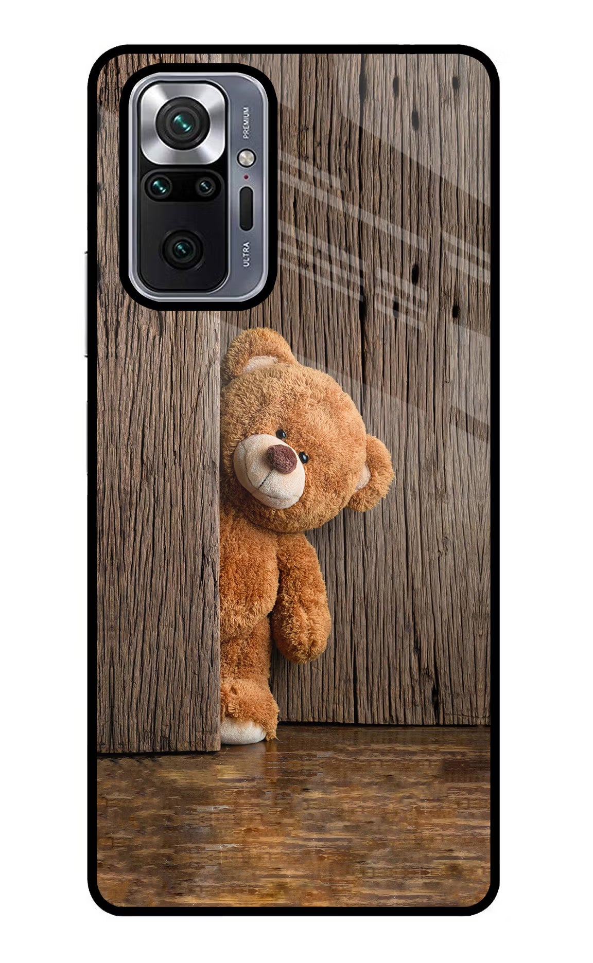 Teddy Wooden Redmi Note 10 Pro Glass Case Back Cover by Casekaro