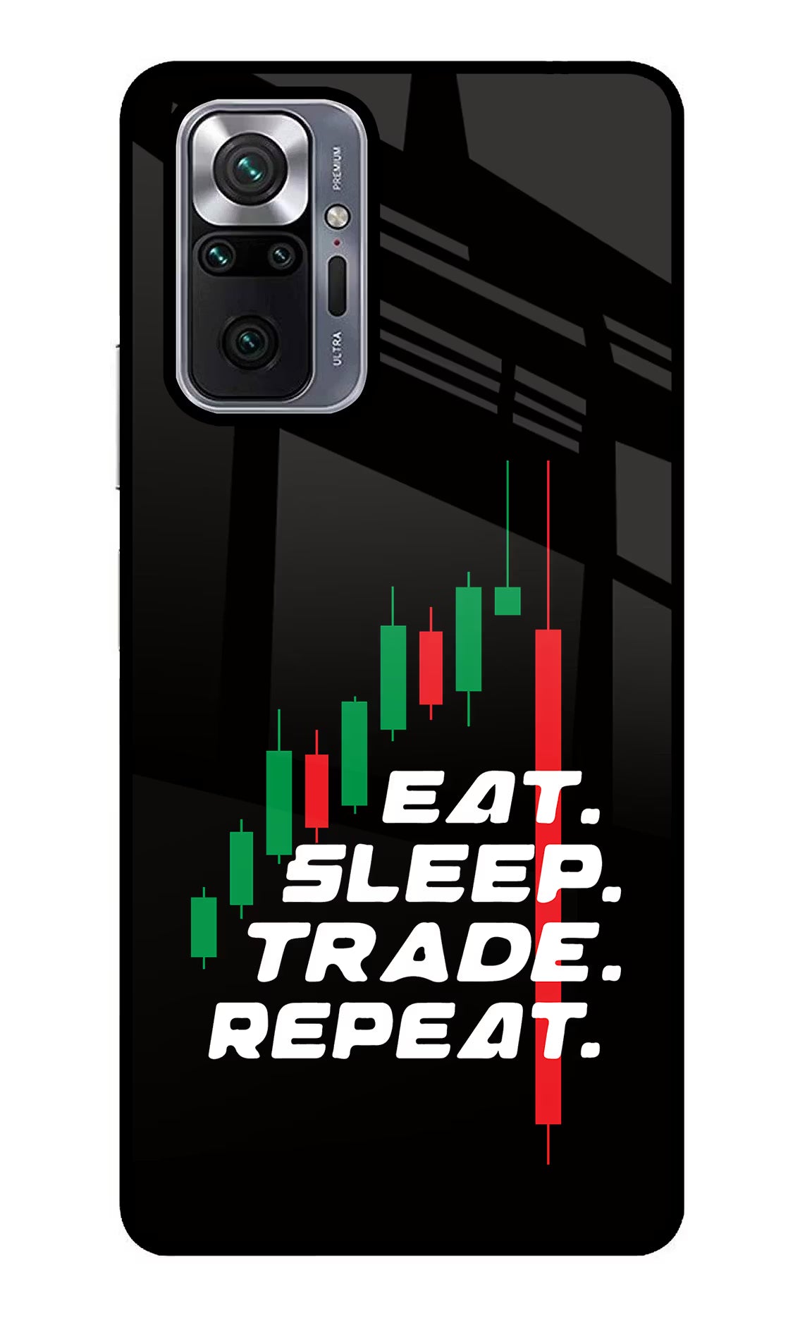 Eat Sleep Trade Repeat Redmi Note 10 Pro Glass Case Back Cover by Casekaro