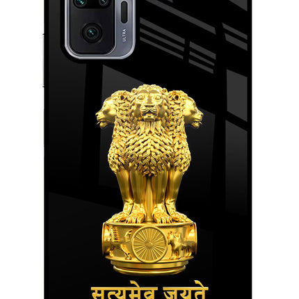 Satyamev Jayate Golden Redmi Note 10 Pro Glass Case