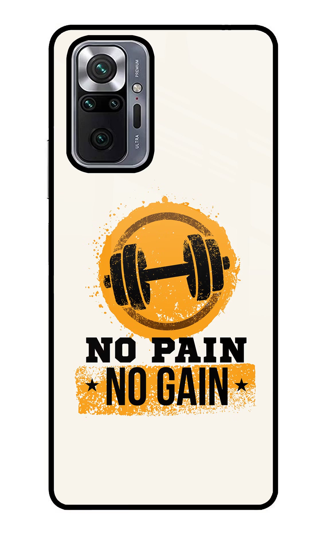 No Pain No Gain Redmi Note 10 Pro Glass Case Back Cover by Casekaro
