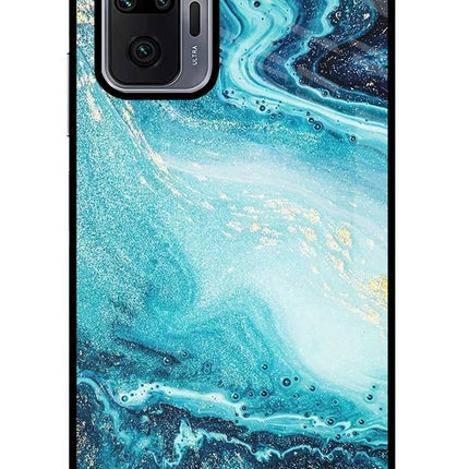 Blue Glitter Marble Redmi Note 10 Pro Glass Case
