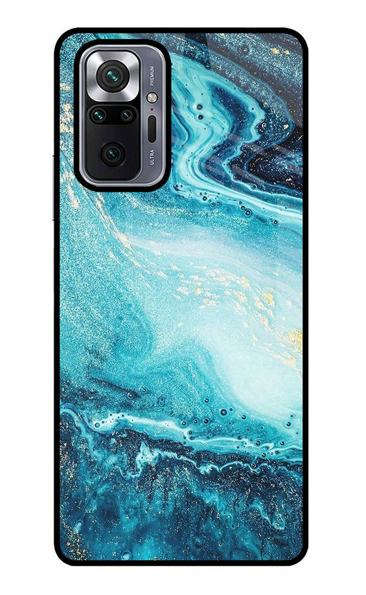 Blue Glitter Marble Redmi Note 10 Pro Glass Case