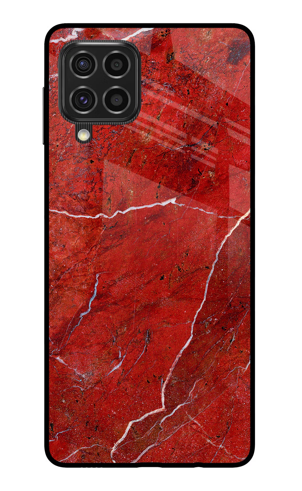 Red Marble Design Samsung F62 Glass Case Back Cover by Casekaro