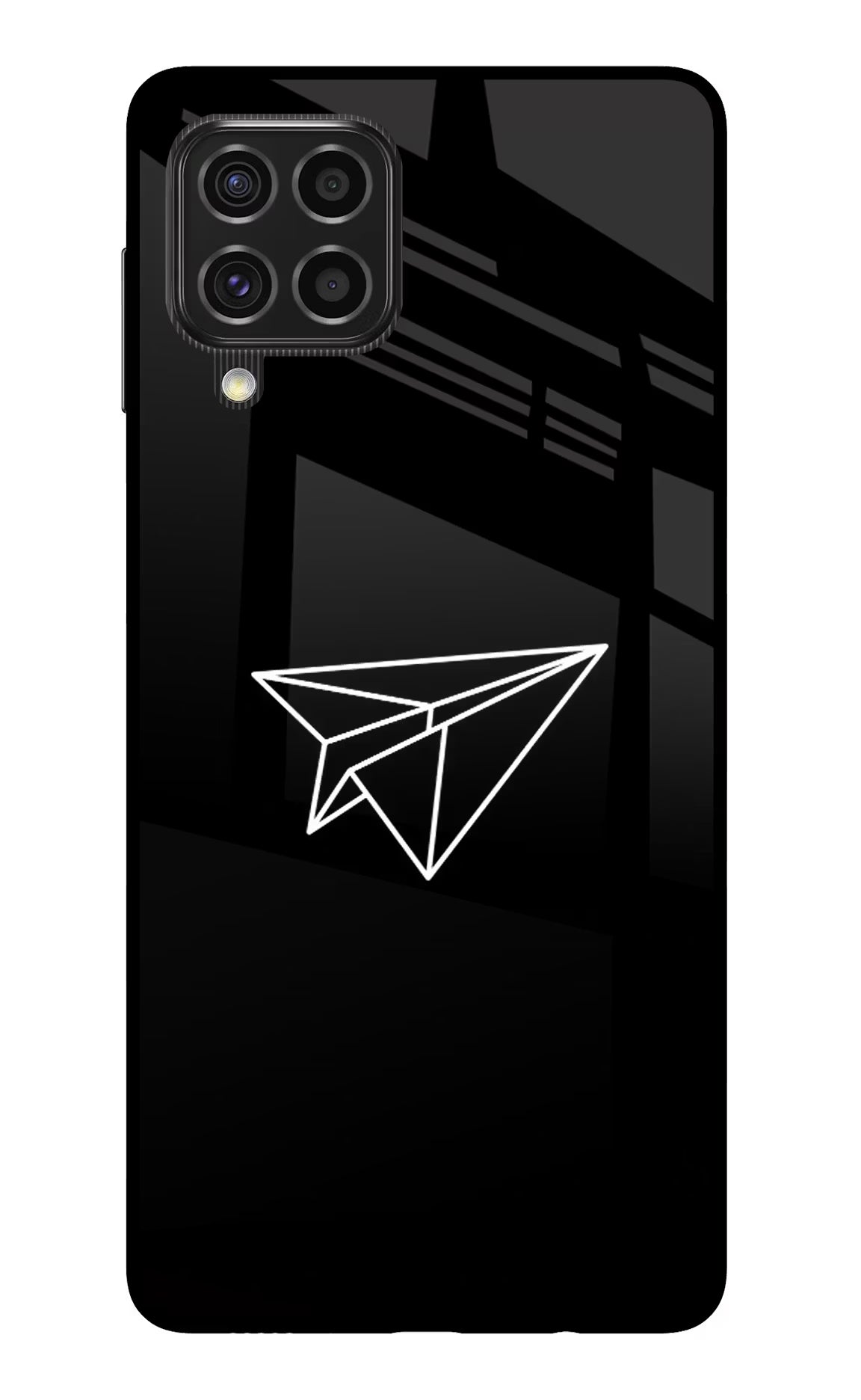 Paper Plane White Samsung F62 Glass Case Back Cover by Casekaro