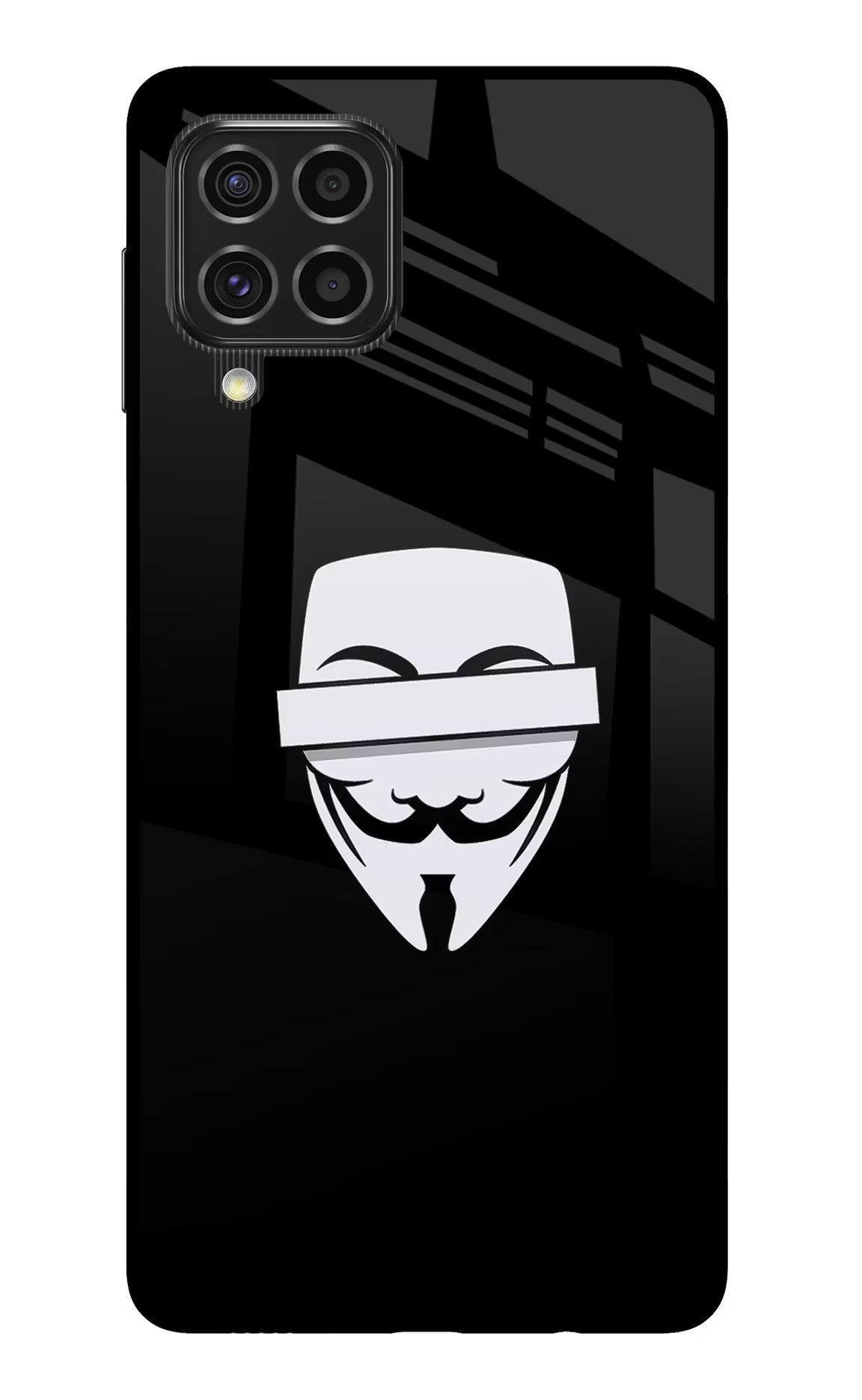 Anonymous Face Samsung F62 Glass Case Back Cover by Casekaro