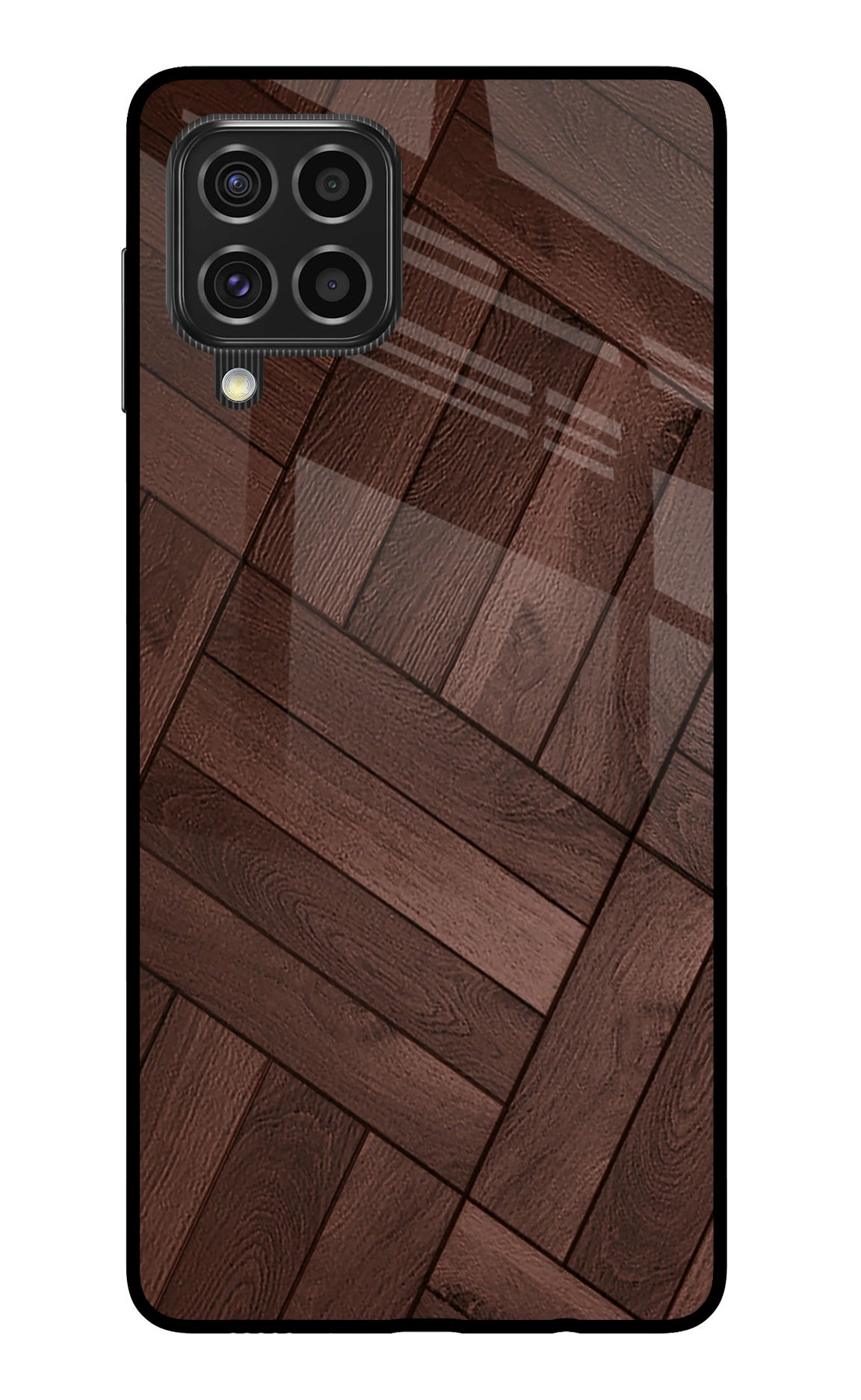 Wooden Texture Design Samsung F62 Glass Case