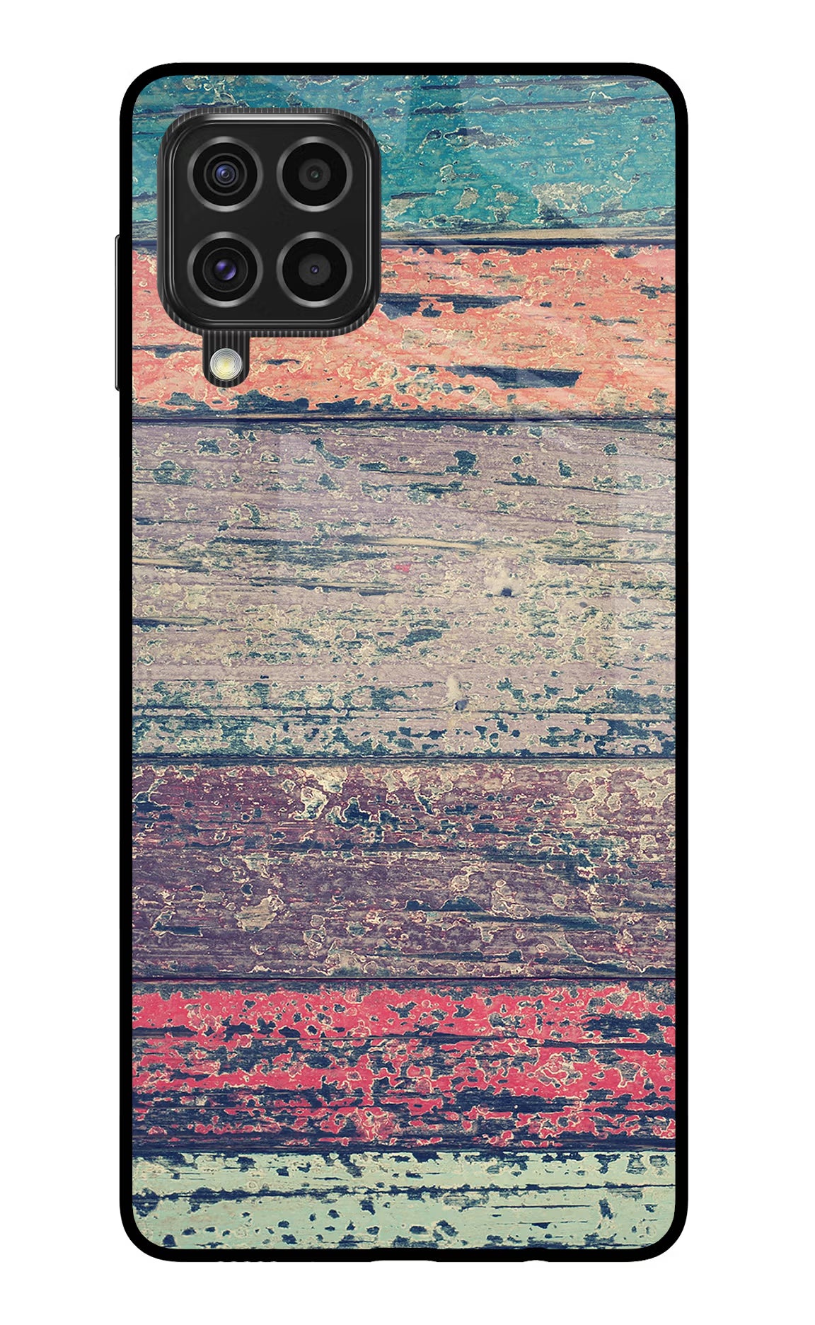 Colourful Wall Samsung F62 Glass Case Back Cover by Casekaro