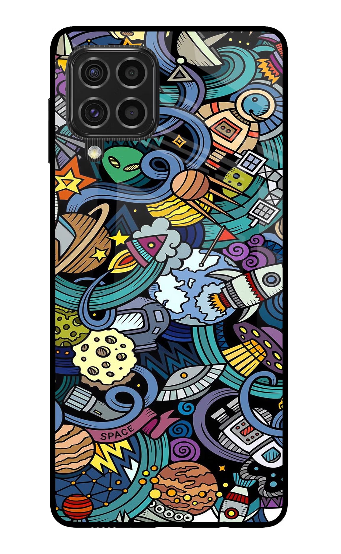 Space Abstract Samsung F62 Glass Case Back Cover by Casekaro