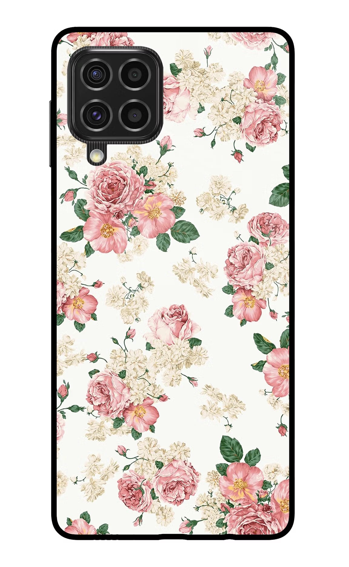 Flowers Samsung F62 Glass Case Back Cover by Casekaro