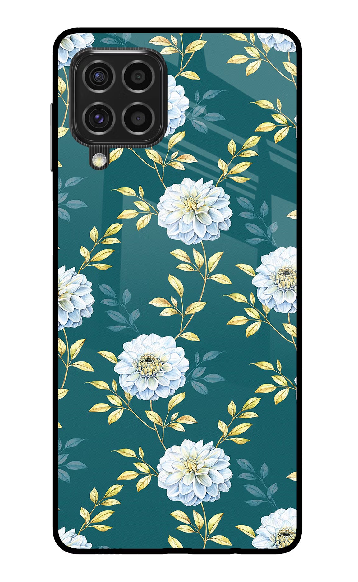 Flowers Samsung F62 Glass Case Back Cover by Casekaro