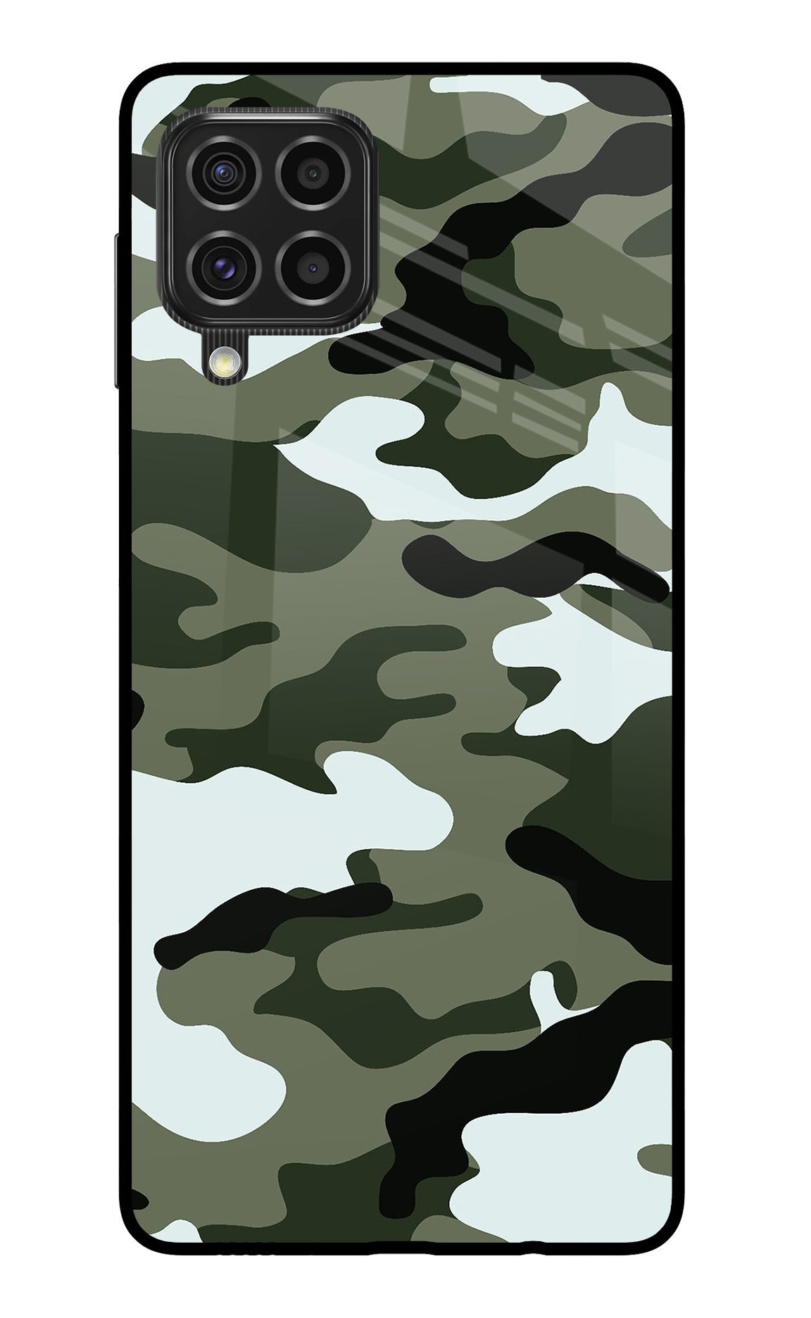 Camouflage Samsung F62 Glass Case