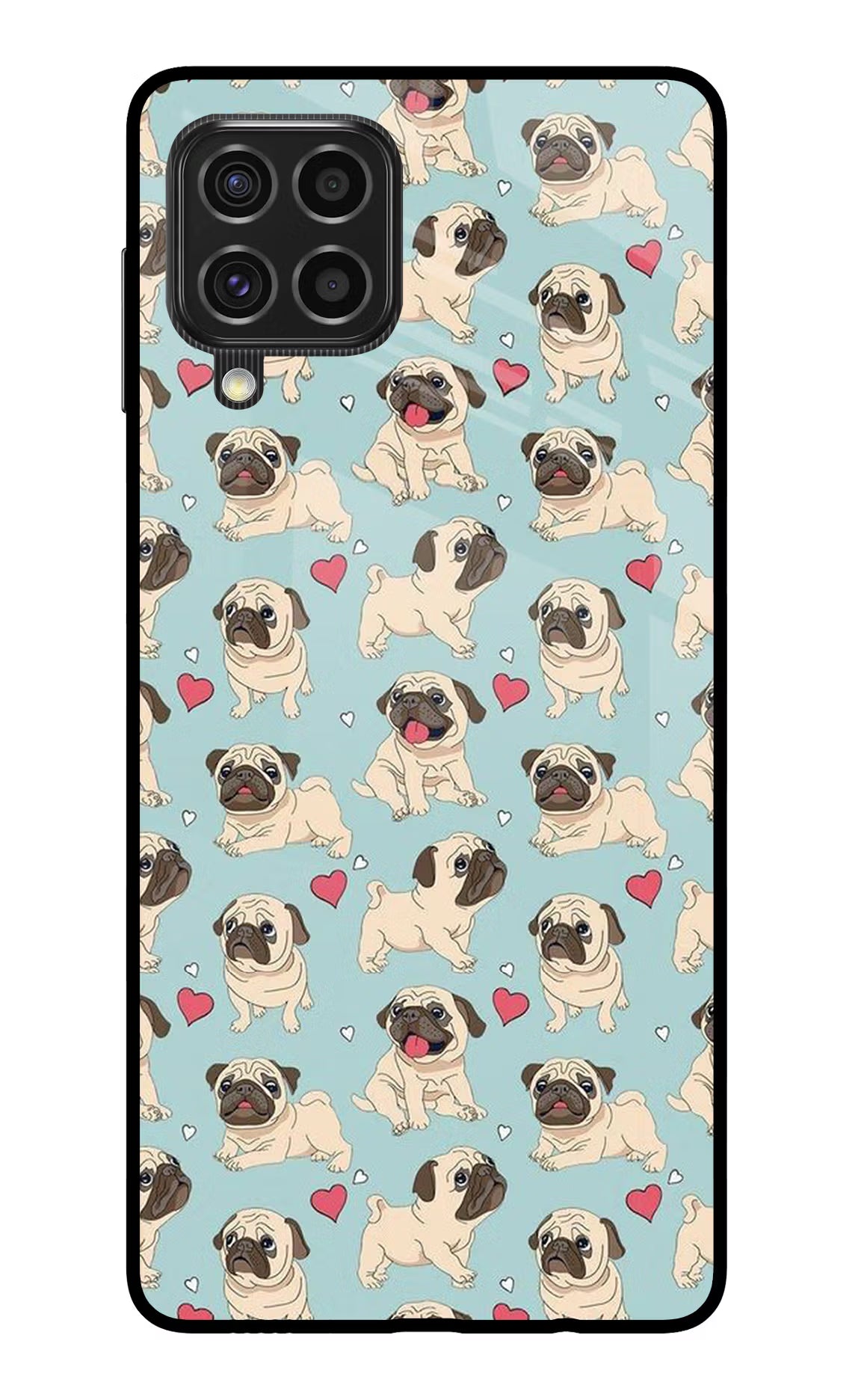Pug Dog Samsung F62 Glass Case Back Cover by Casekaro