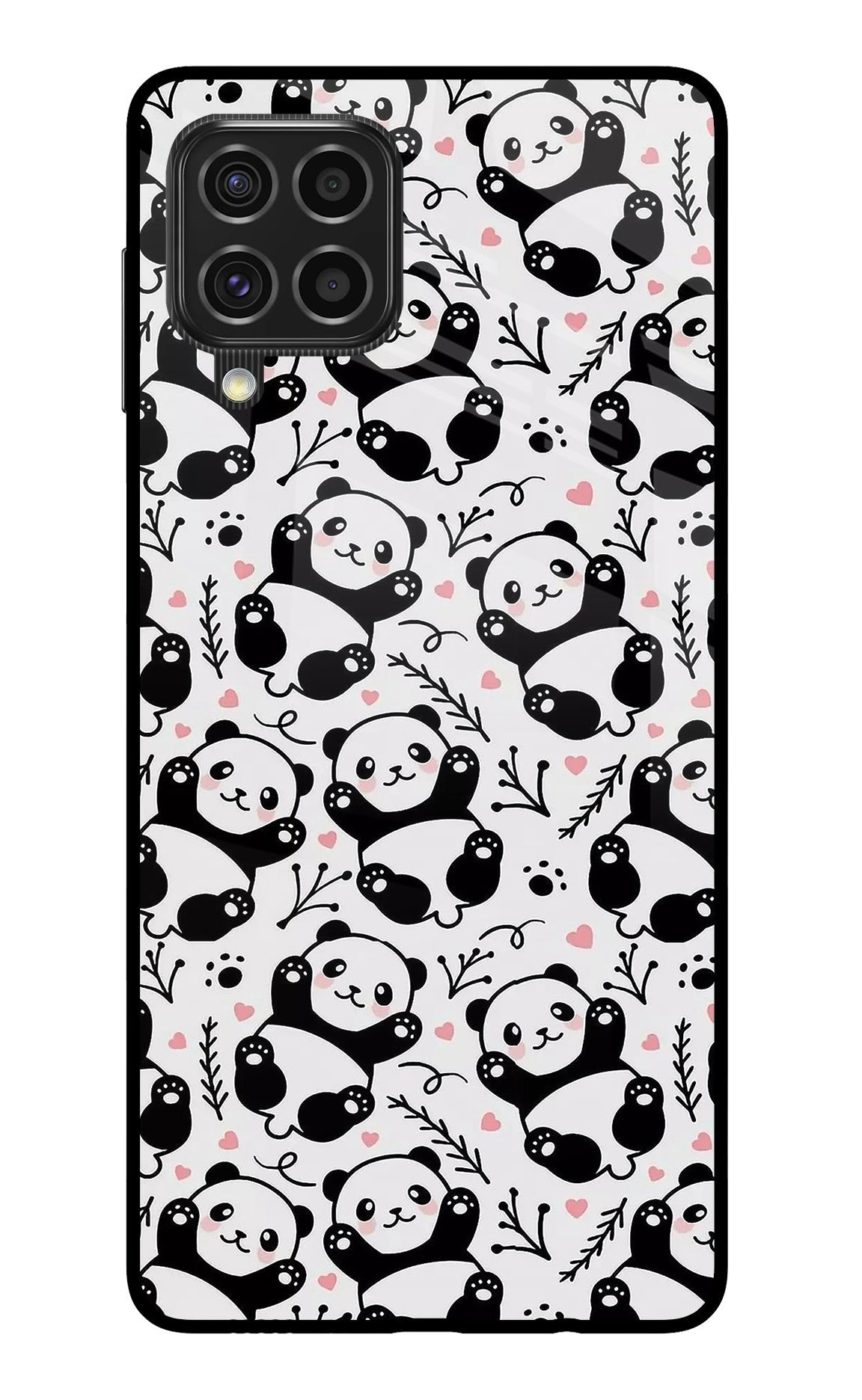 Cute Panda Samsung F62 Glass Case