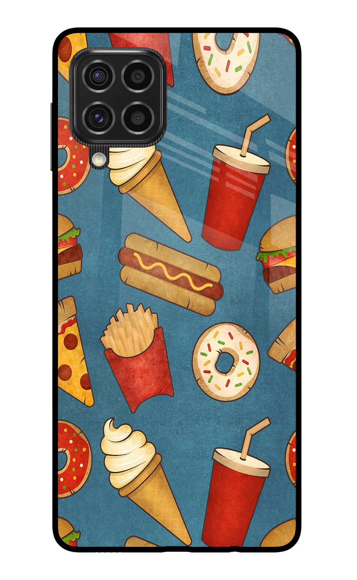 Foodie Samsung F62 Glass Case Back Cover by Casekaro