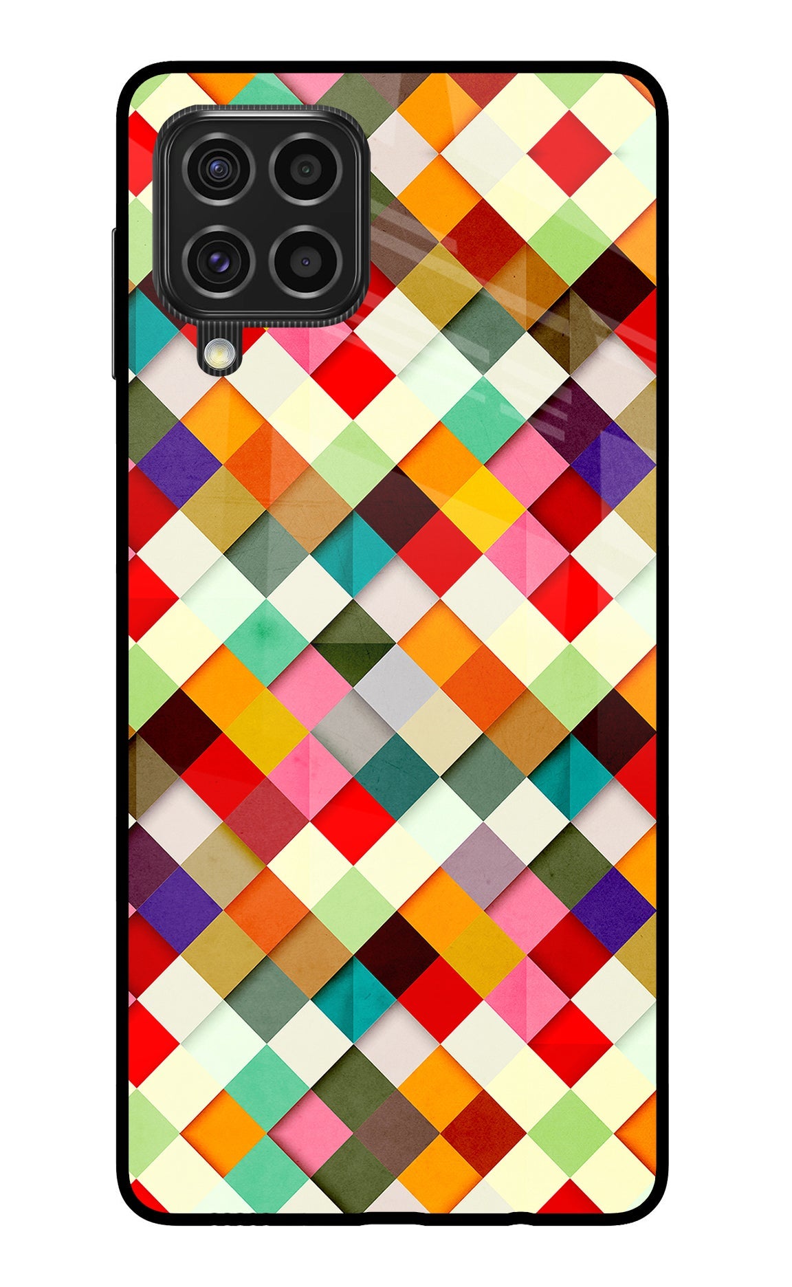 Geometric Abstract Colorful Samsung F62 Glass Case