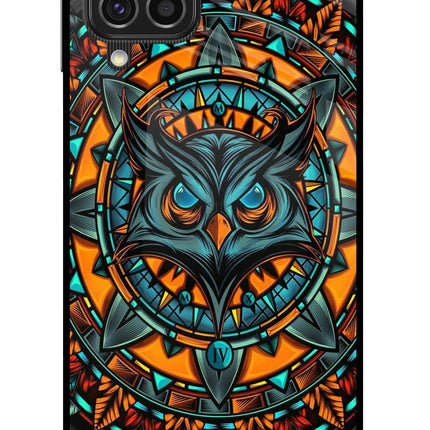 Angry Owl Art Samsung F62 Glass Case Back Cover by Casekaro