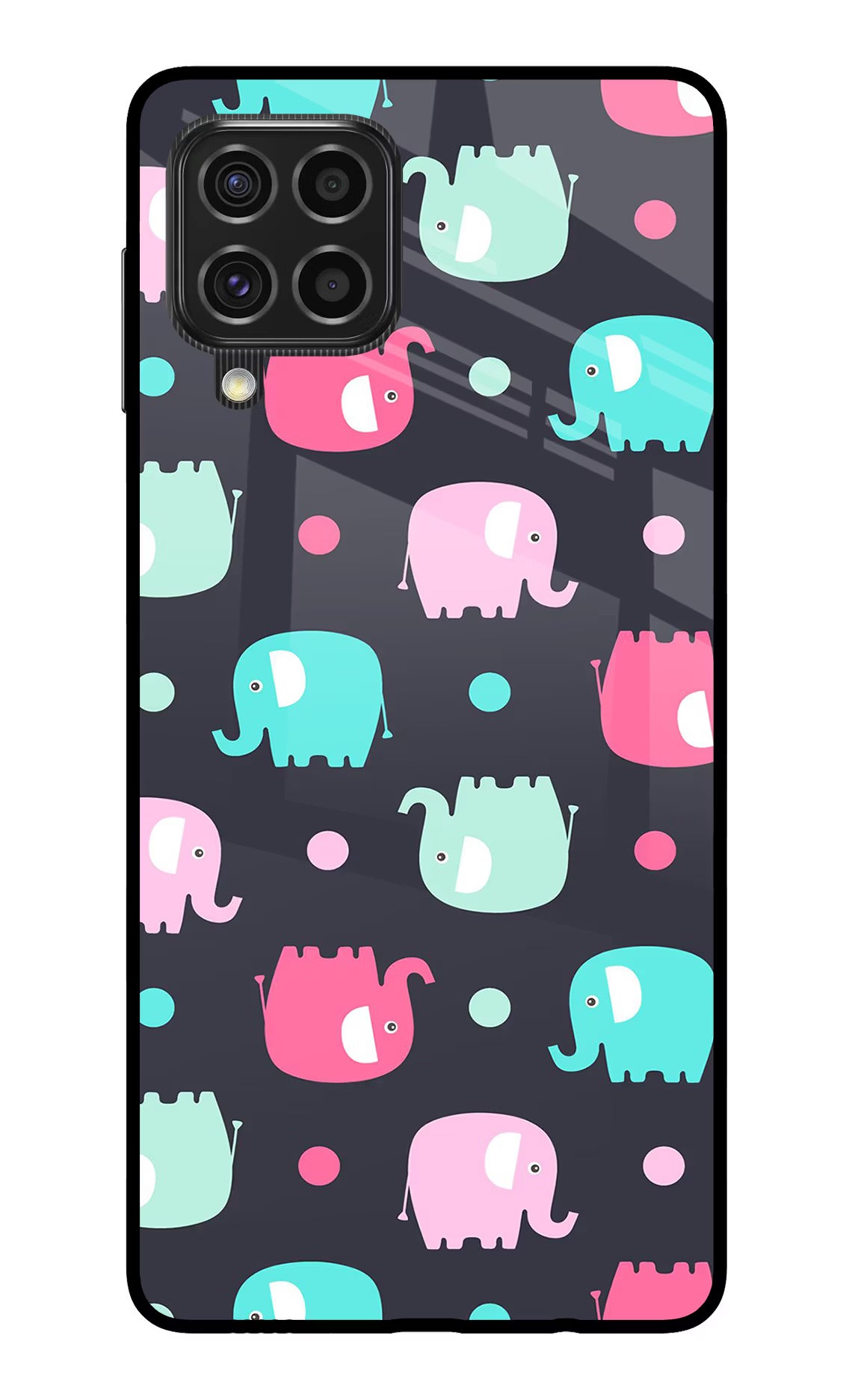 Elephants Samsung F62 Glass Case Back Cover by Casekaro