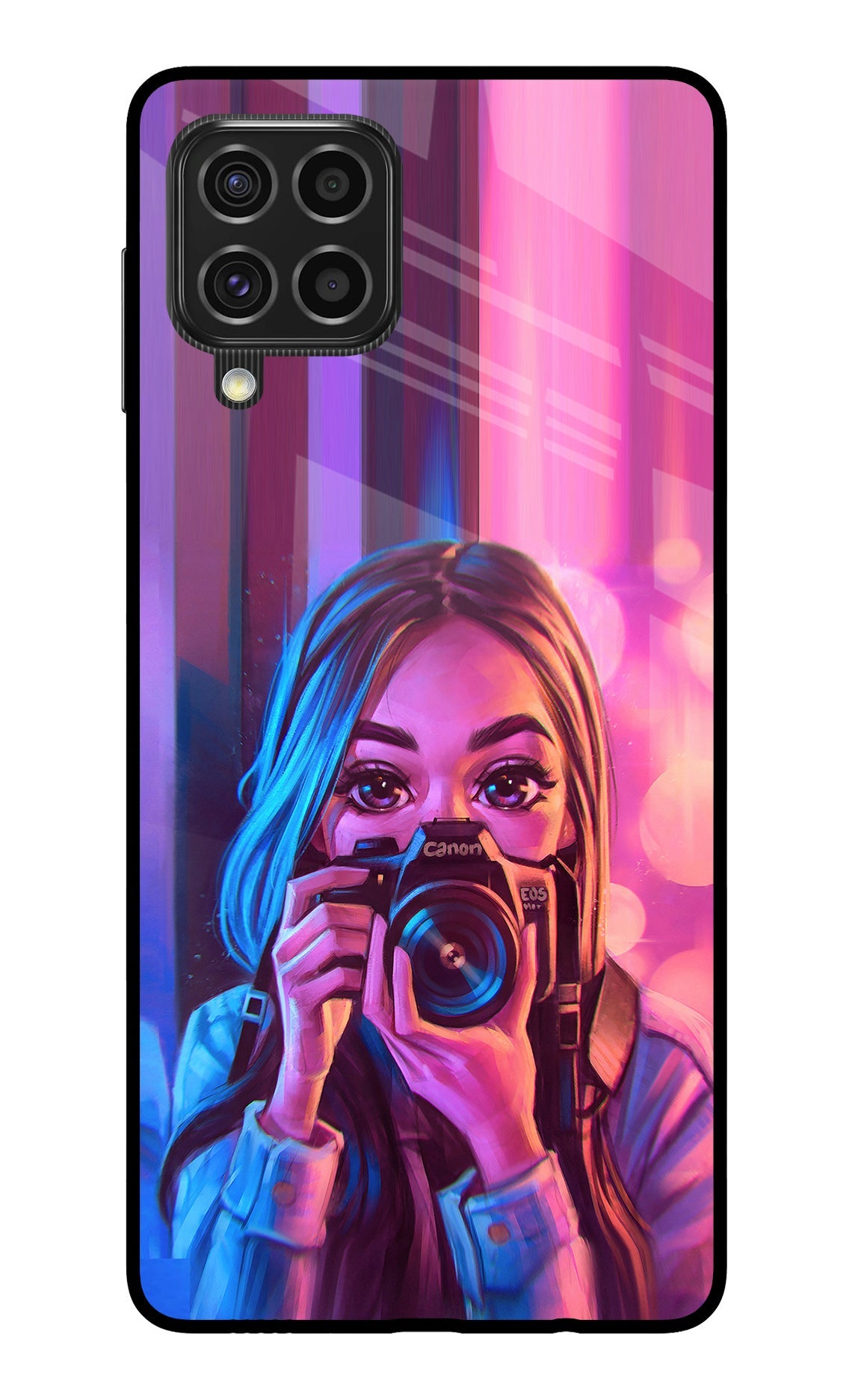 Girl Photographer Samsung F62 Glass Case