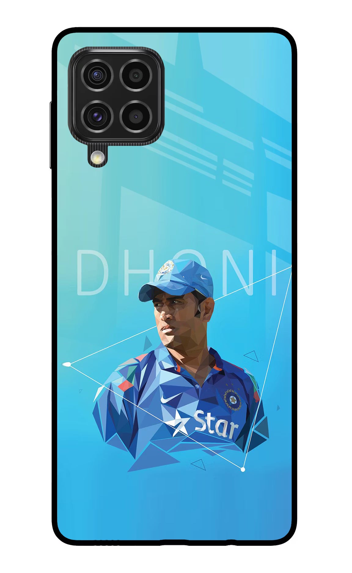 Dhoni Artwork Samsung F62 Glass Case Back Cover by Casekaro