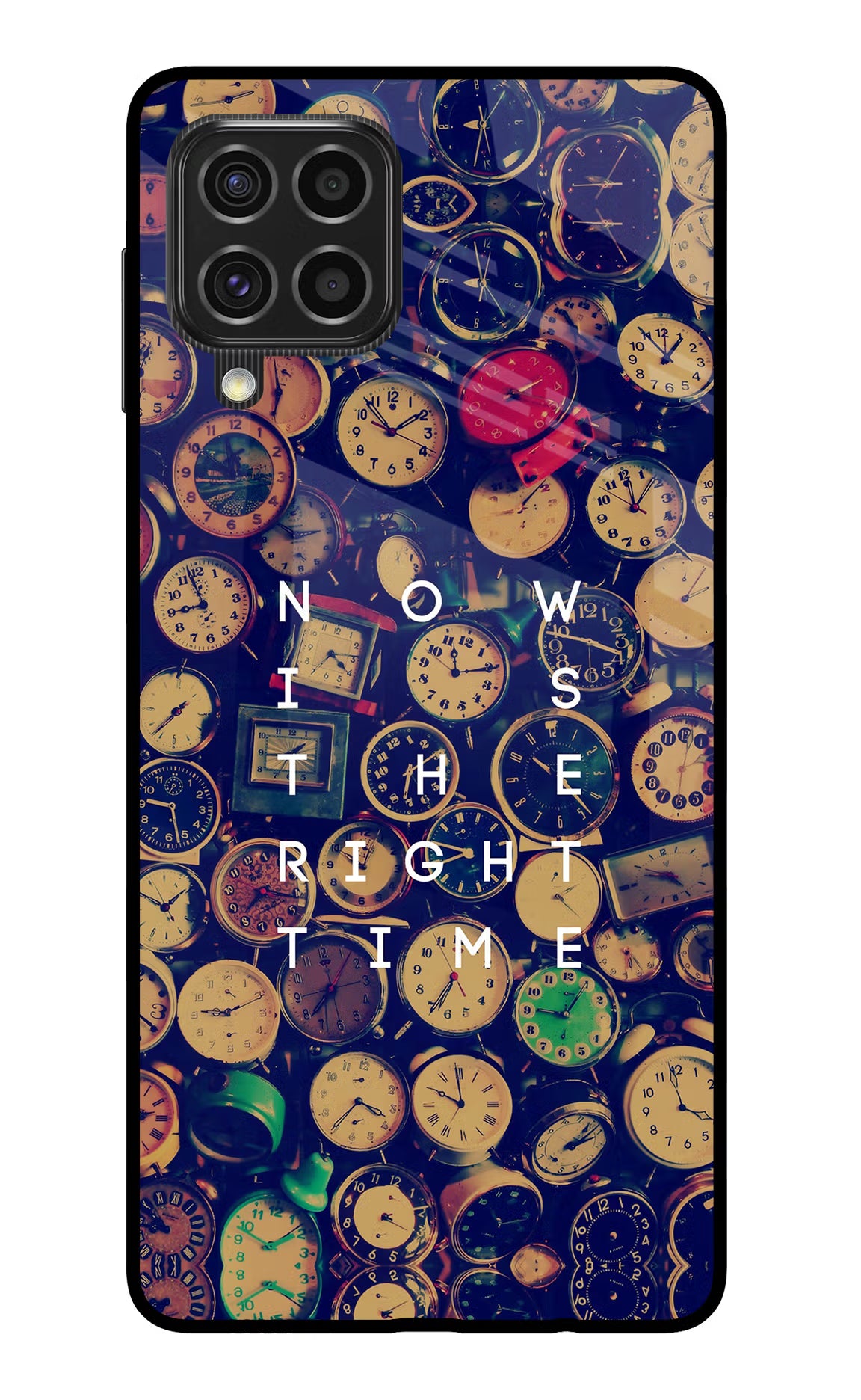 Now is the Right Time Quote Samsung F62 Glass Case Back Cover by Casekaro