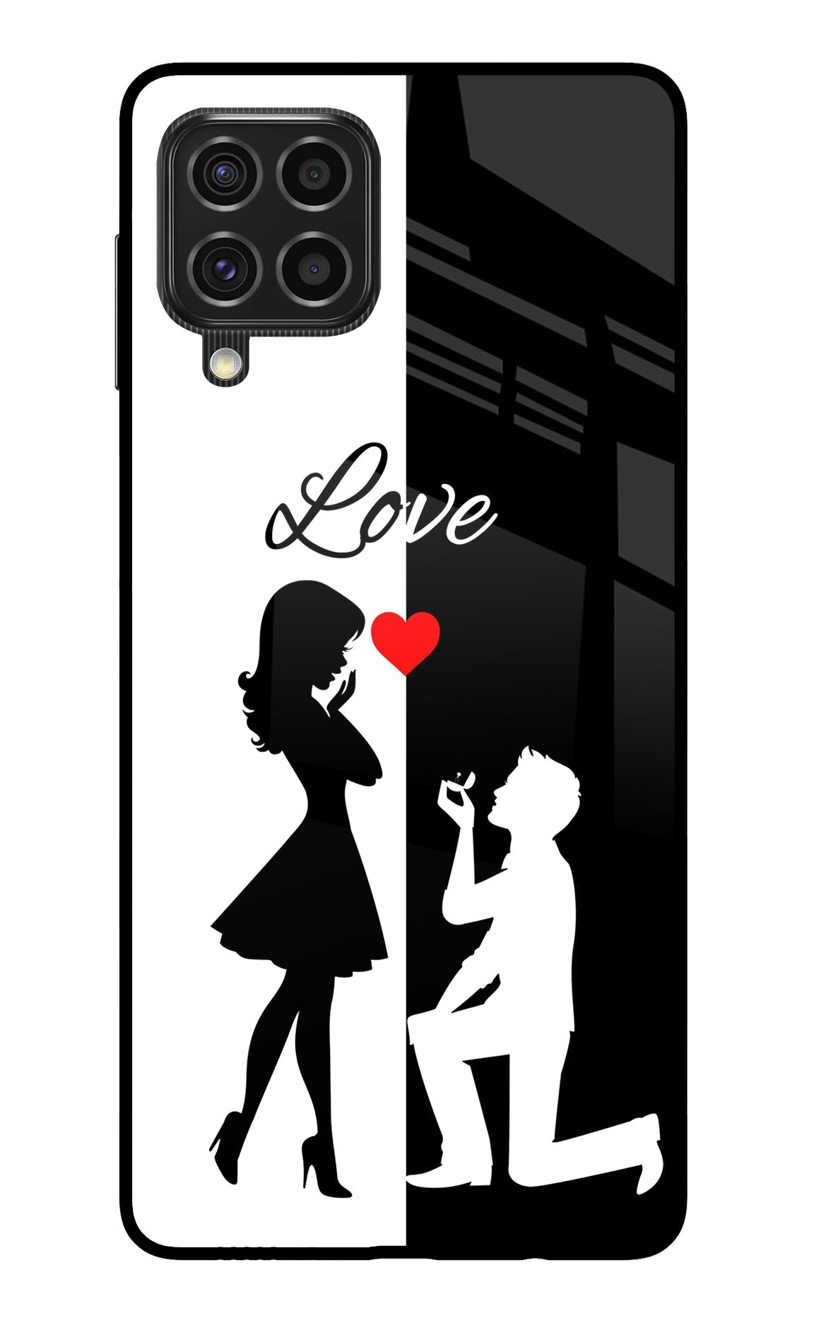 Love Propose Black And White Samsung F62 Glass Case