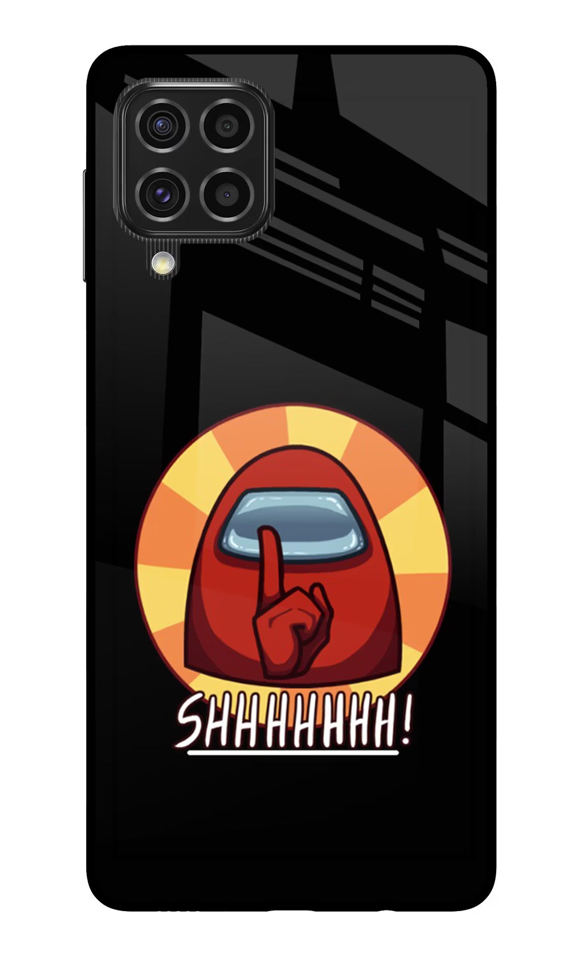 Among Us Shhh! Samsung F62 Glass Case Back Cover by Casekaro