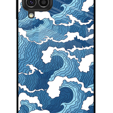 Blue Waves Samsung F62 Glass Case