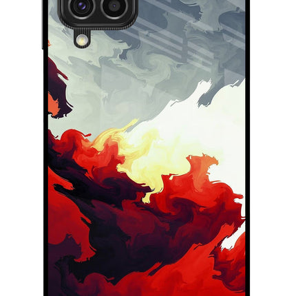 Fire Cloud Samsung F62 Glass Case