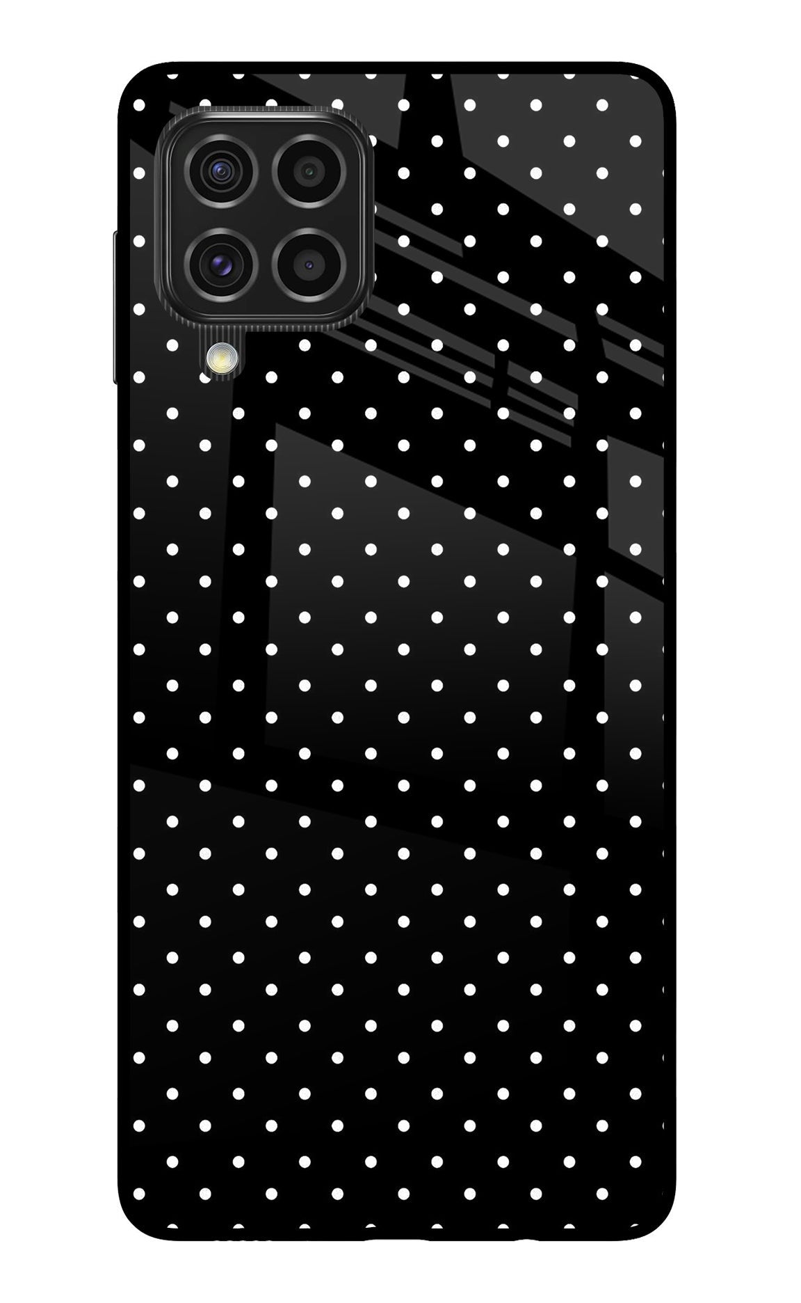 White Dots Samsung F62 Glass Case