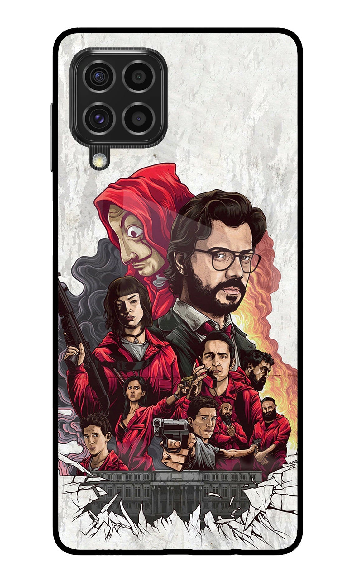 Money Heist Artwork Samsung F62 Glass Case