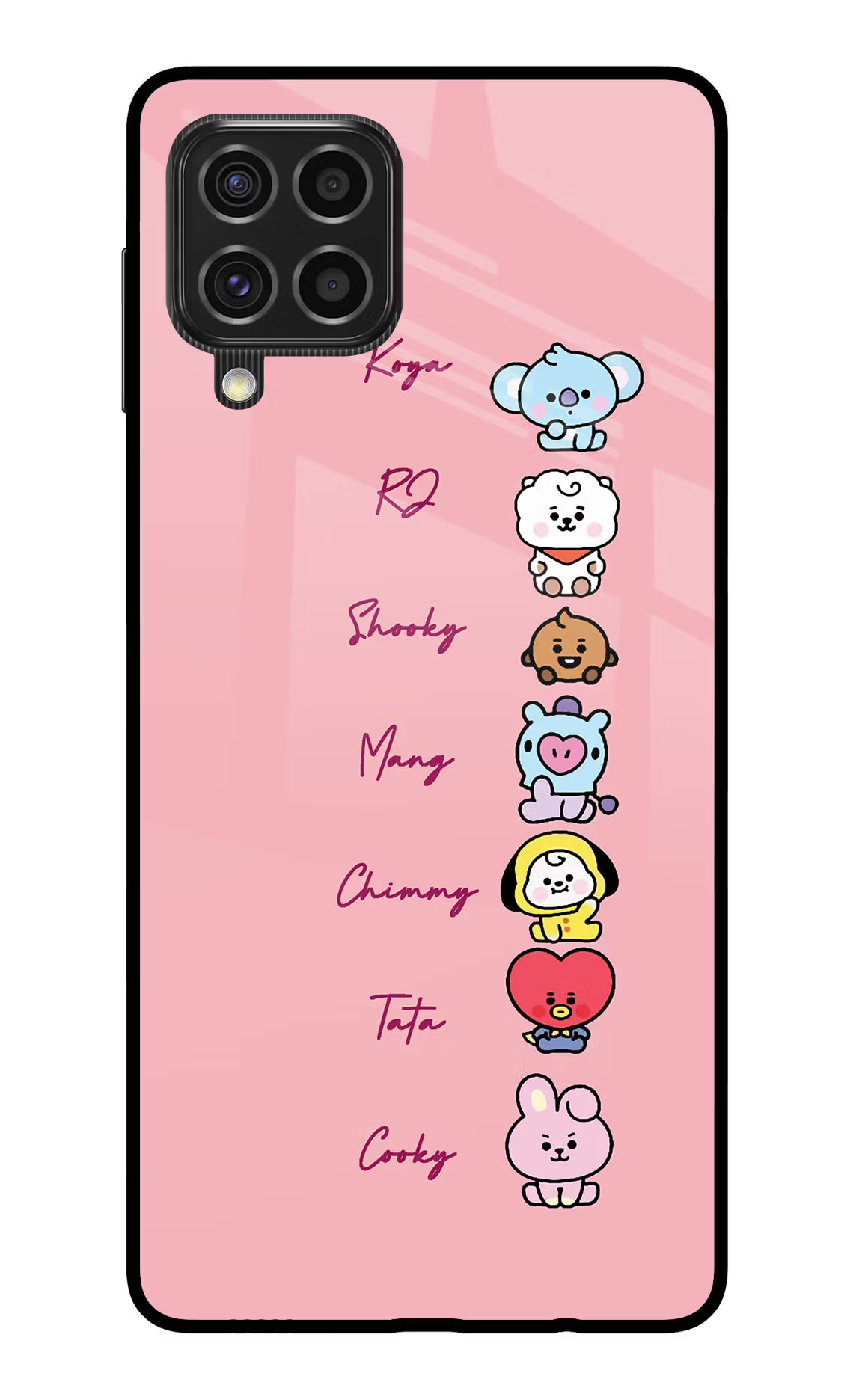BTS names Samsung F62 Glass Case Back Cover by Casekaro