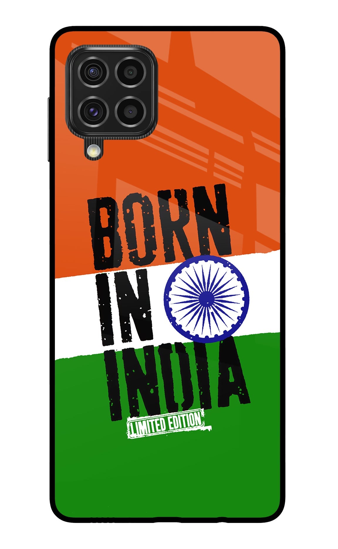 Born in India Samsung F62 Glass Case