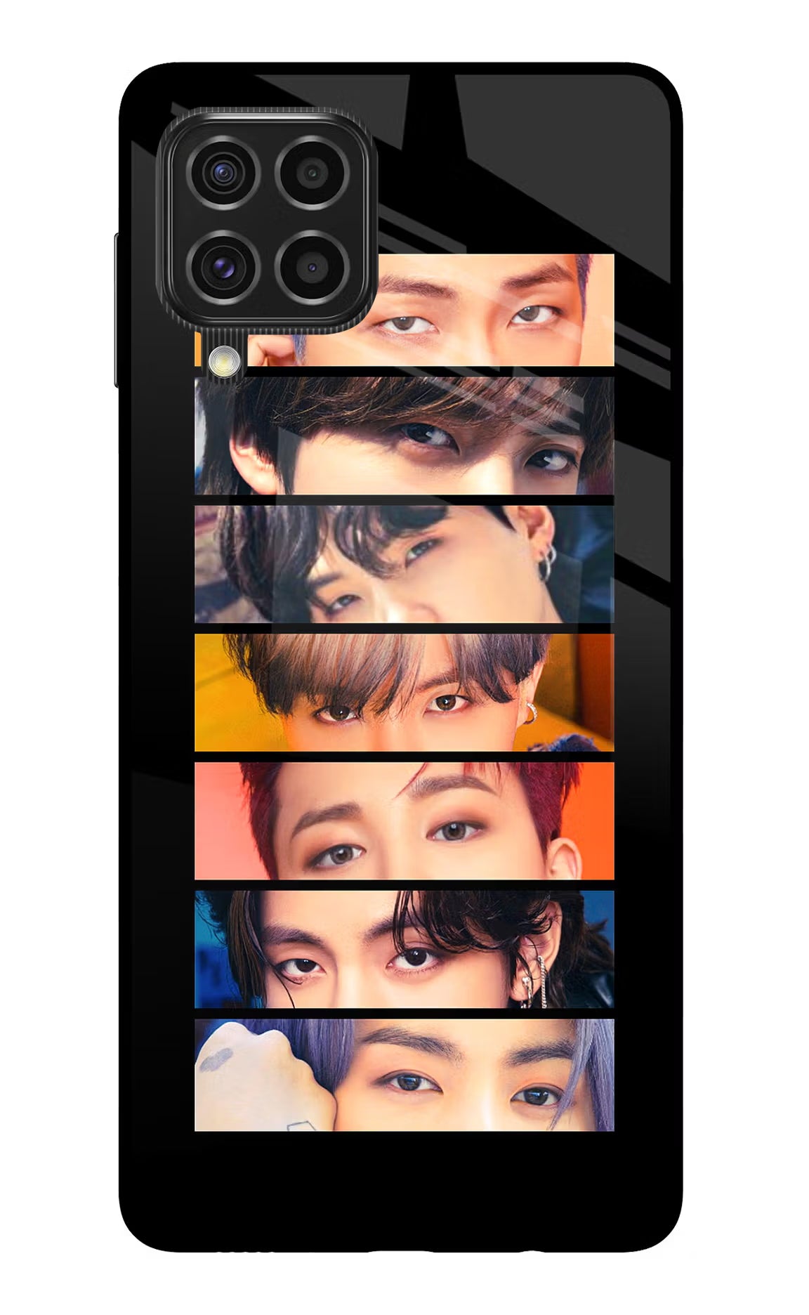 BTS Eyes Samsung F62 Glass Case Back Cover by Casekaro